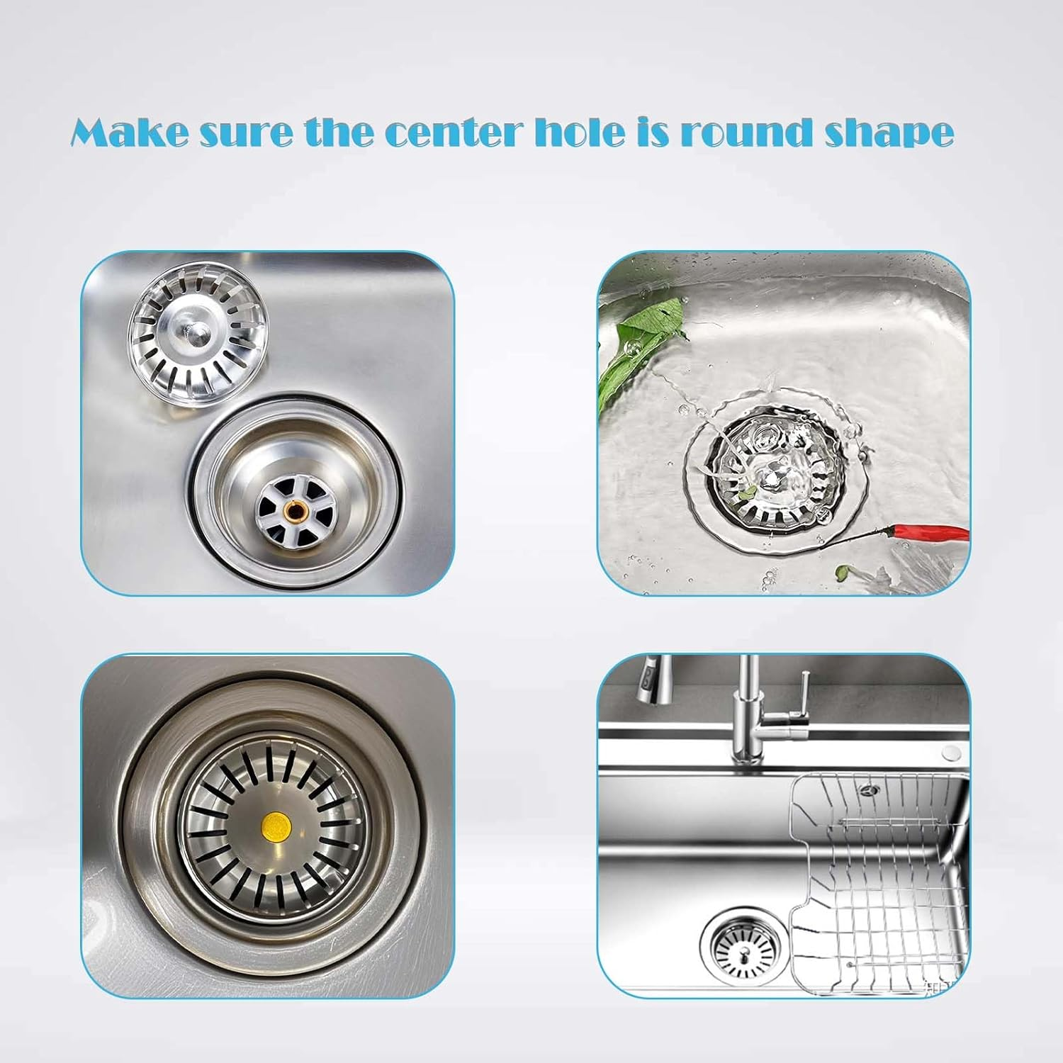 2 Pack Sink Strainer Plug, 79Mm 304 Stainless Steel Kitchen Sink Waste Plug Drain Stopper Basket Filter, Rust-Proof Strainer for Kitchen & Bathroom Sink Drainage image number 4