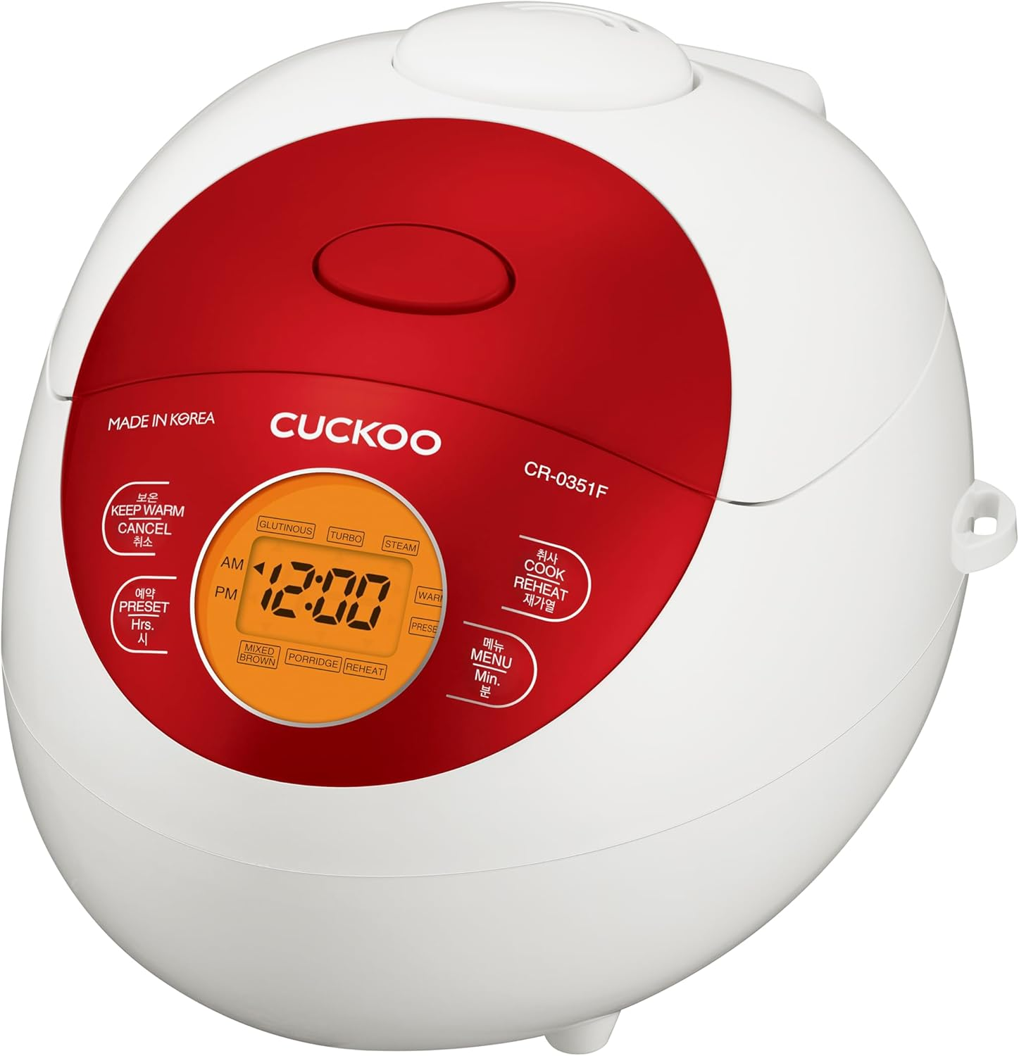 CUCKOO 3-Cup Electric Heating Smart Rice Cooker, Non-Stick Inner Pot, Reheat, Keep Warm, Turbo Cooking (CR-0351F) Red image number 1