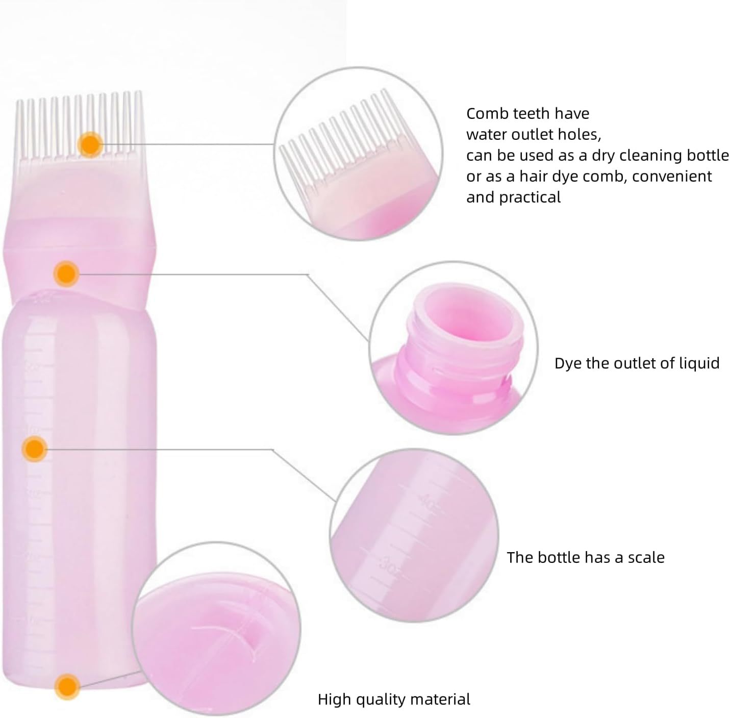 3Pcs Root Comb Applicator Bottle - Hair Color Scale Dye Bottle with Brush for Dying
