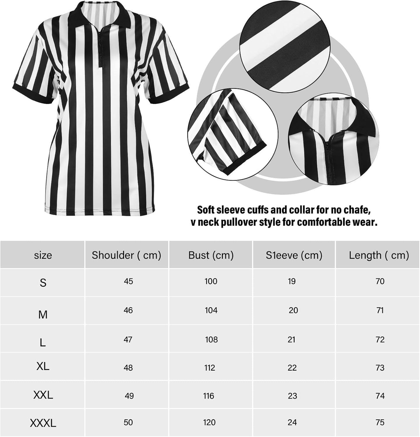 Women Referee Costume Black and White Stripe Ref Shirt Jersey Shorts Referee Hat for Carnival Party Halloween Cosplay Party image number 6