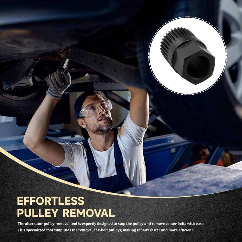 1 Pcs Alternator Pulley Removal Tool, 33 Teeth Engine Pulley Remover Compatible with Audi A3/TT, Volkswagen, Ford, Peugeot and Vauxhall Vehicles image number 2