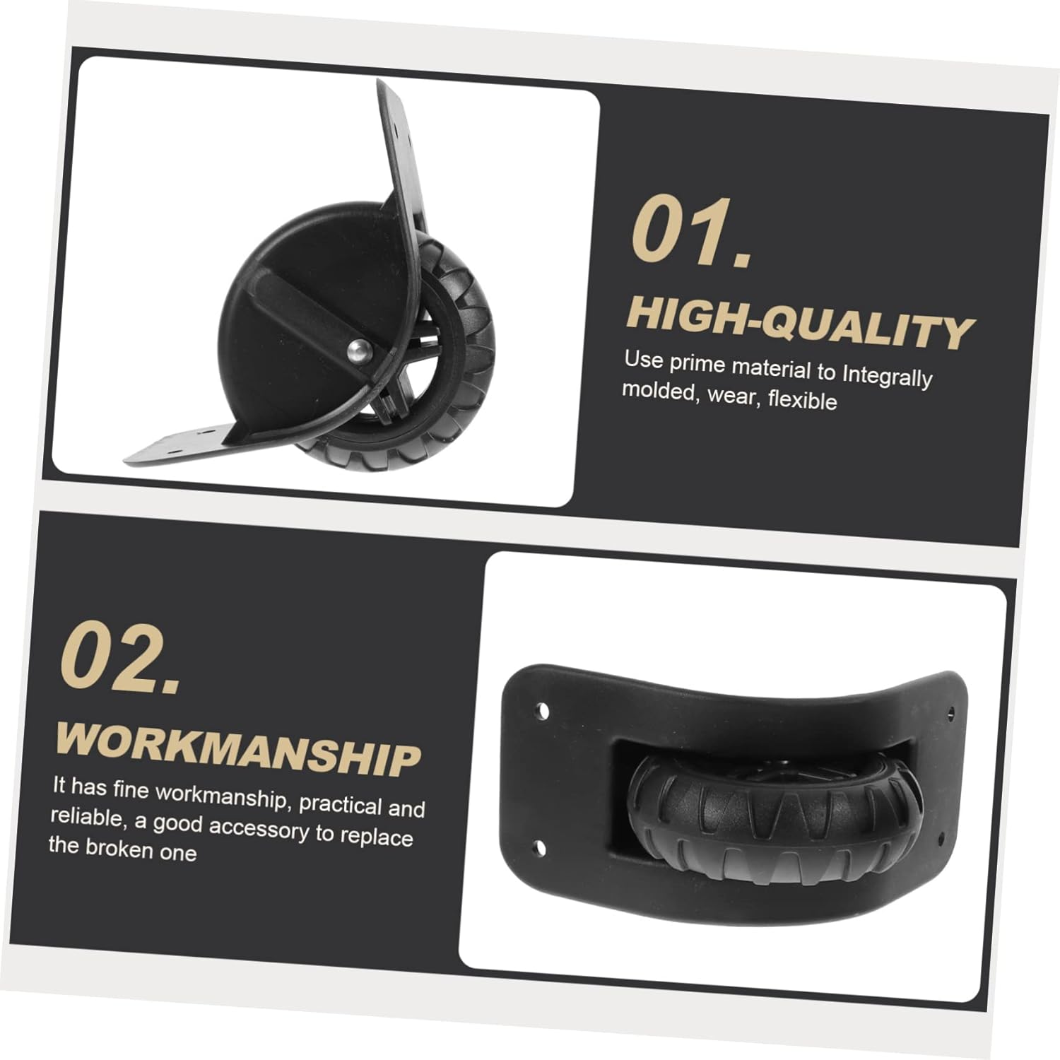 GLEAVI 4Pcs Suitcase Replacement Wheel W-097 Tank Luggage Wheels Wear Resistant Lightweight Low Noise Heavy Duty Bearing Caster Roller Single Side image number 5