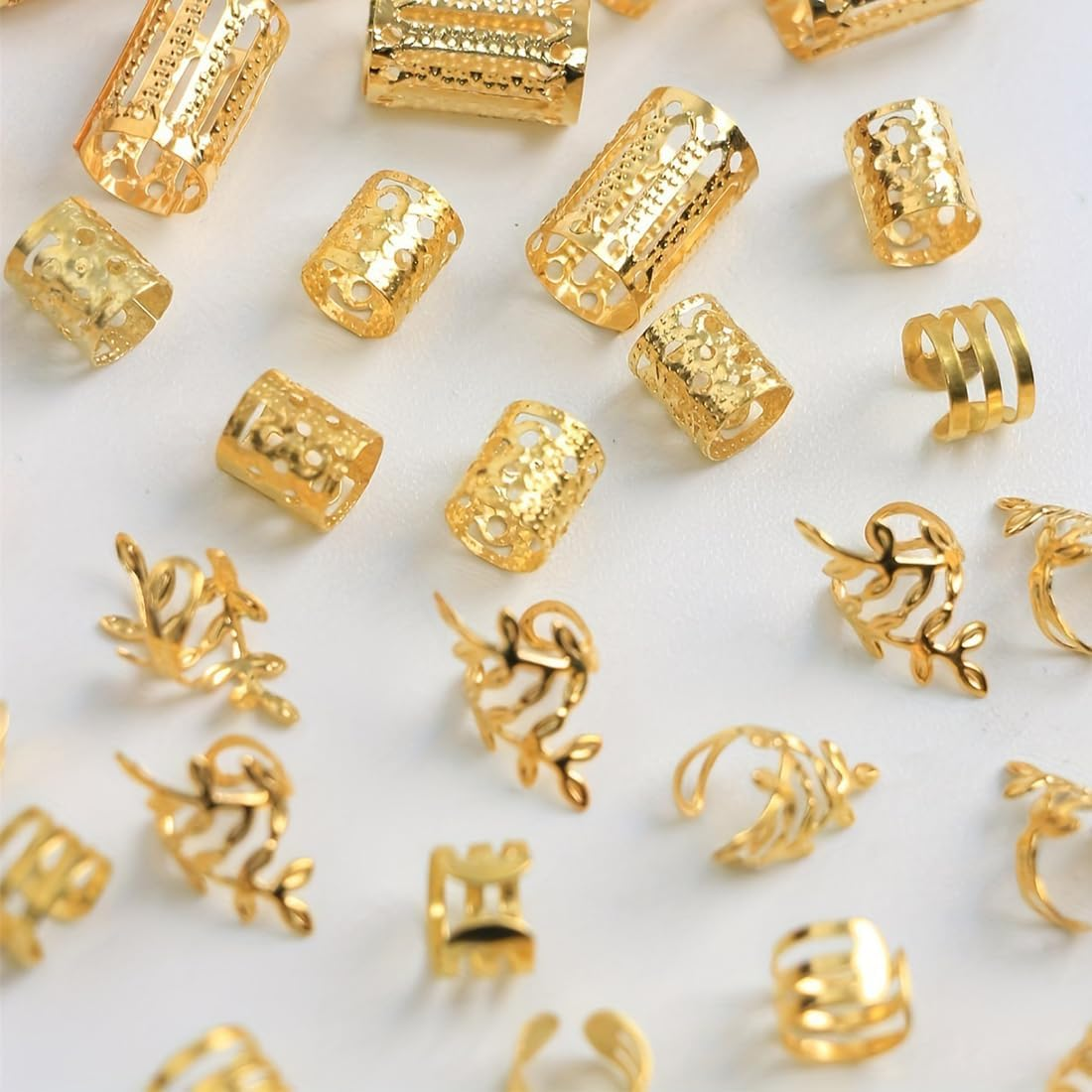 KOLZEMV Pack of 80 Hair Accessories for Braids, Hair Accessories, Jewellery for Hair, Cuff Clips for Dreadlock Accessories, Hair Spiral Clips, Hair Accessories for Dreadlocks for Men, Women, Girls And image number 3