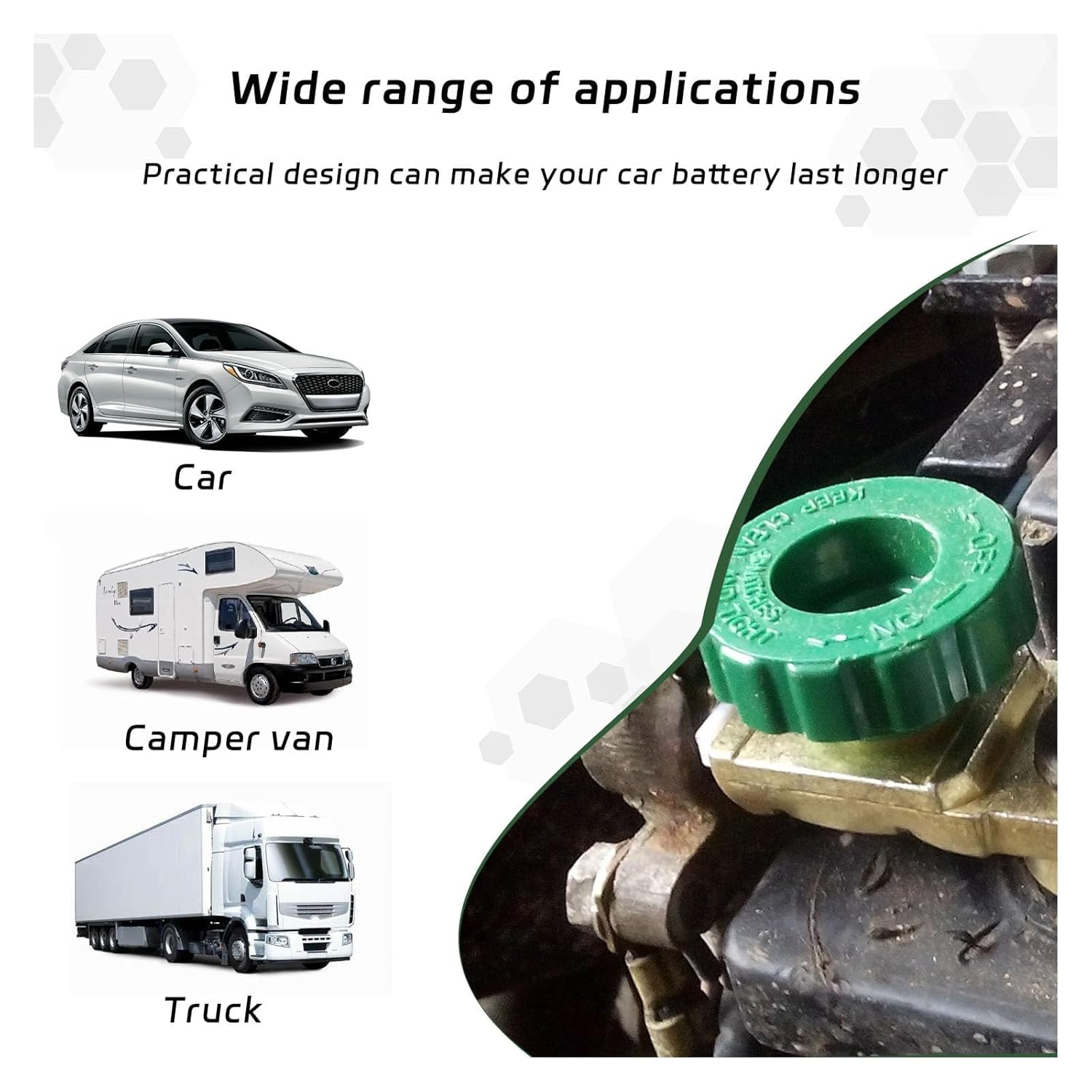 2 PCS Top Post Battery Quick Disconnect Switch, Auto Battery Master Switch Isolator for Power Disconnect Cut Off, Vehicle Terminal Kill Switch for 12V 24V Car Boat Truck RV image number 3