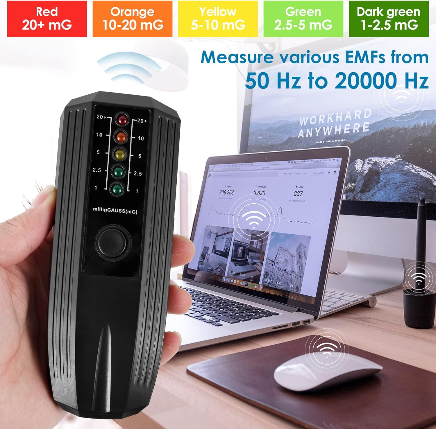 EMF Meter High Accuracy Electromagnetic Field Radiation Detector Battery Powered Electric EMF Detector Ghost Hunting Paranormal Equipment Tester image number 3