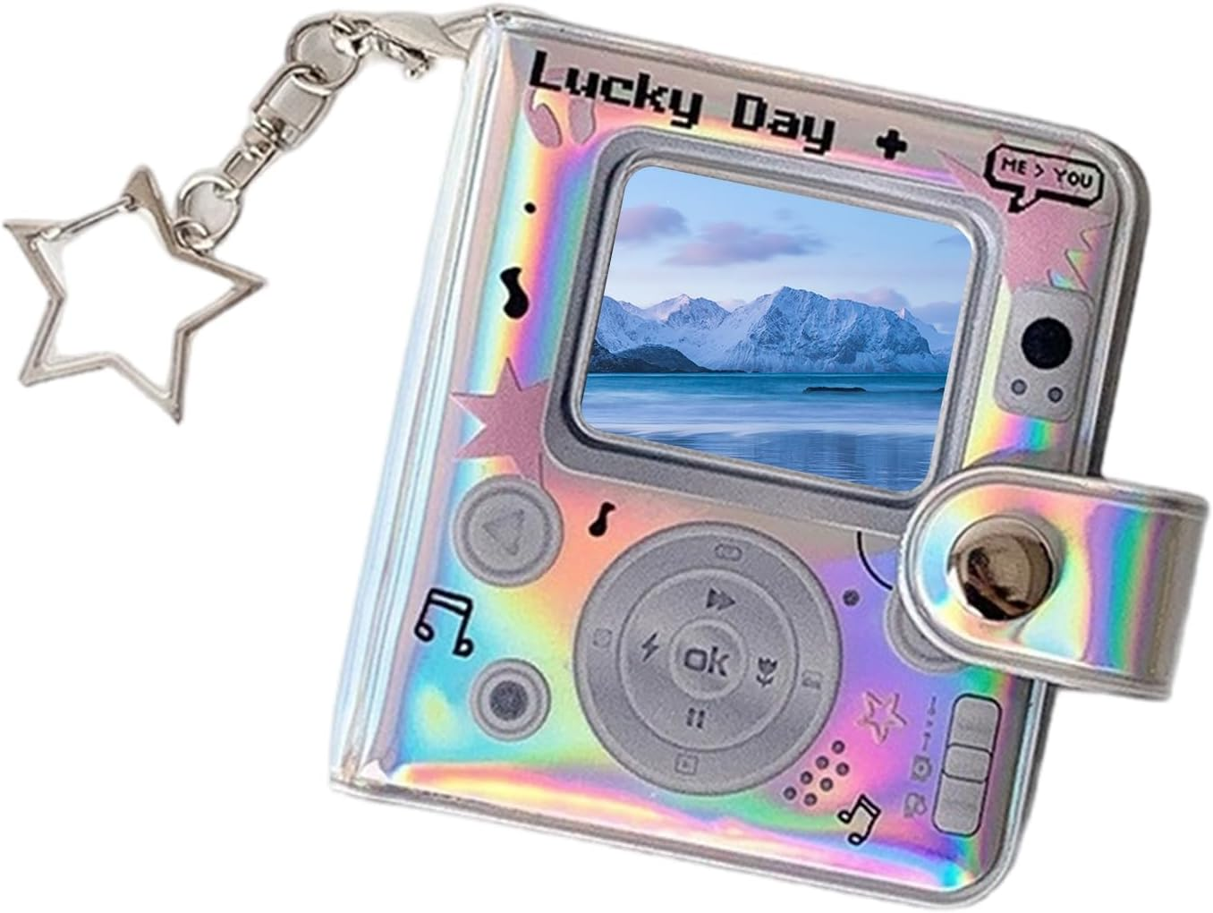 Photo Book Keychain - Retro Cute Double-Sided Small Keyrings,Cute Card Binder - for Family New Year Pregnancy Birth Car Christmas Grandparents Growth Home Holiday Party Vacation