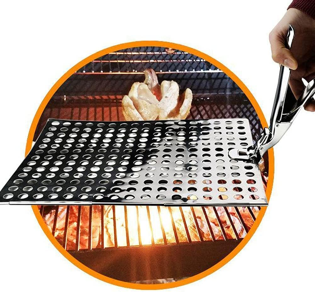 Grid Gripper, Stainless Steel Grill Gripper, BBQ Universal Grate Lifter, Grill Grid Lifter, Hot Plate Tongs, Cooking Gripper, BBQ Accessories,Grill Grate Lifter Tool