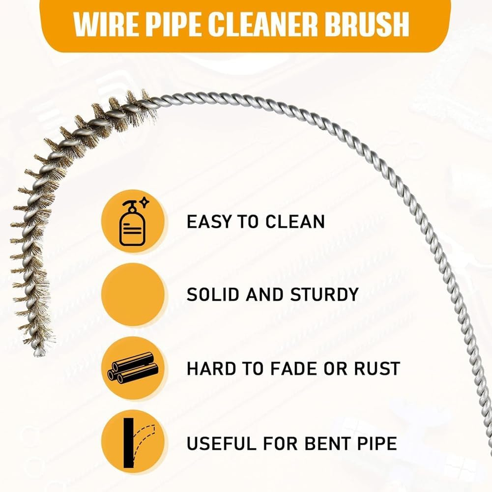 10-Piece Wire Tube Brush Set - Brass Pipe Cleaning Brushes, 5 Sizes image number 1