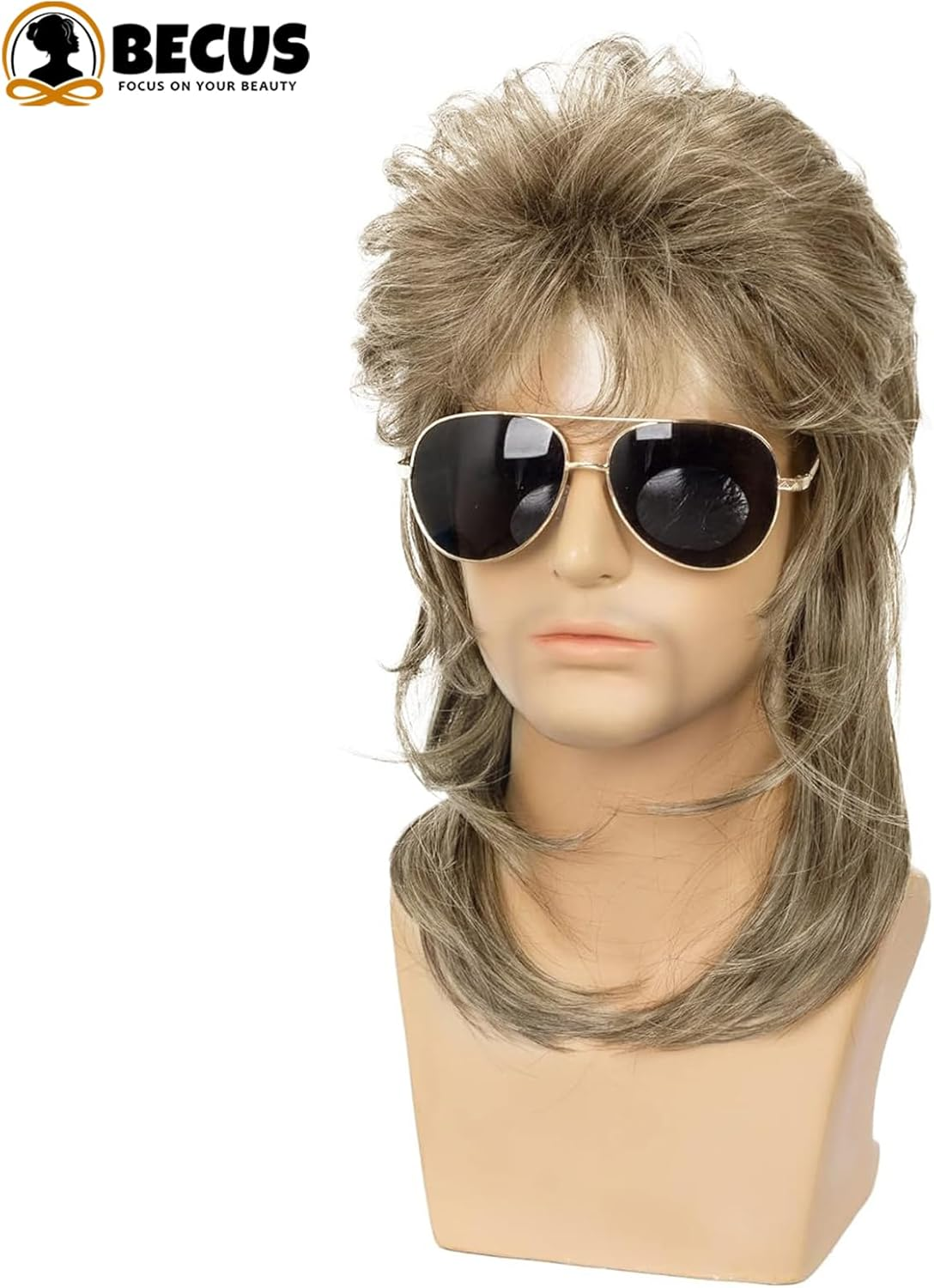 BECUS Mullet Blonde Wigs for Men 80S Costumes Fancy Party Accessory Cosplay Mens Hair Wig - Blonde image number 5