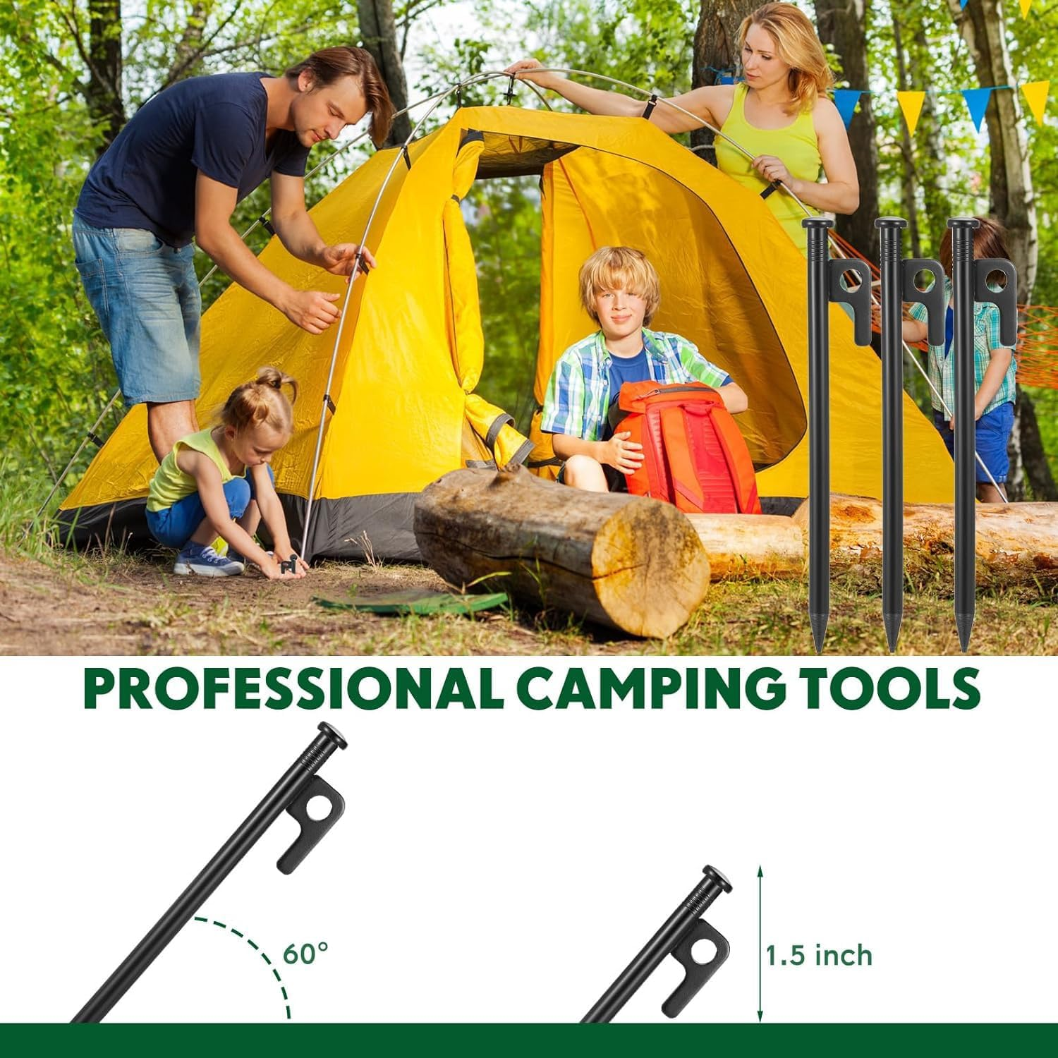 WYFVITDY 12Pcs 20Cmtent Stakes Heavy Duty Metal Camping Tarp Pegs Steel Tent Spikes for Tent Tarp Outdoor Trip Canopy Large Hard Ground Rocky Soil Tent Stake Heavy Duty. image number 5