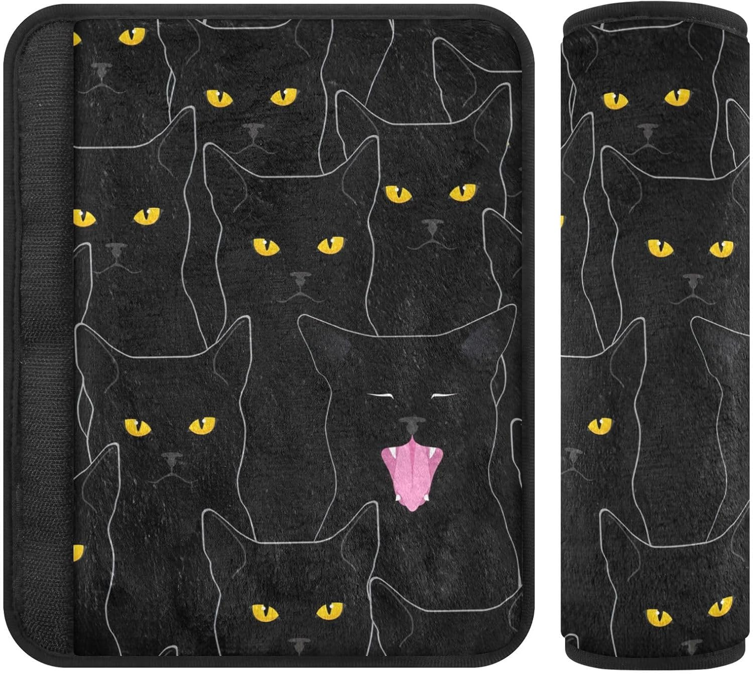 Black Cats at Night Soft Seatbelt Cover, Padded with Cotton, Shoulder Pads for Backpacks, Infant Car Seat Strap Covers