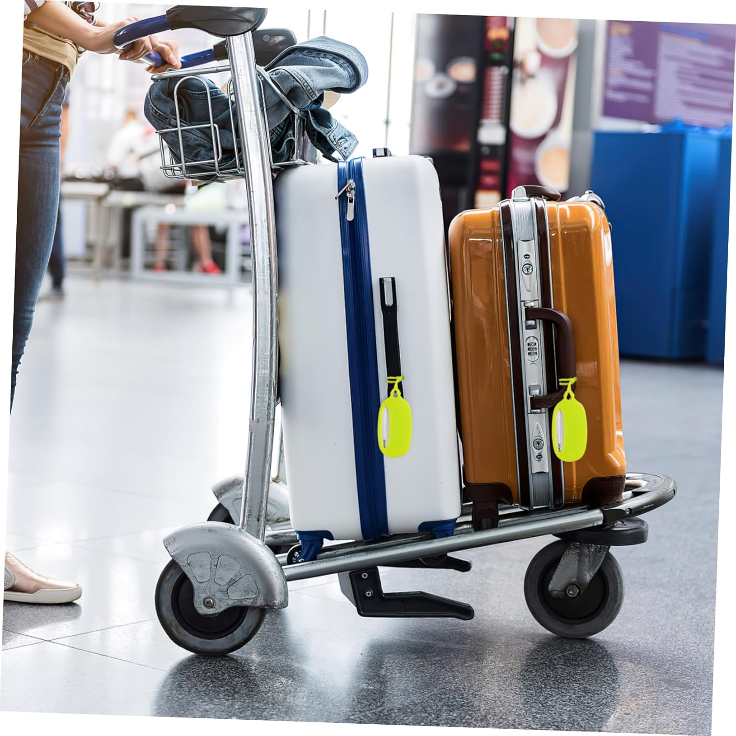 Healeved Silicone Luggage Tags Set of 3 Yellow-Green Suitcase Name Tags for Travel Bags Sturdy Identification Labels for Suitcases and Luggage image number 5