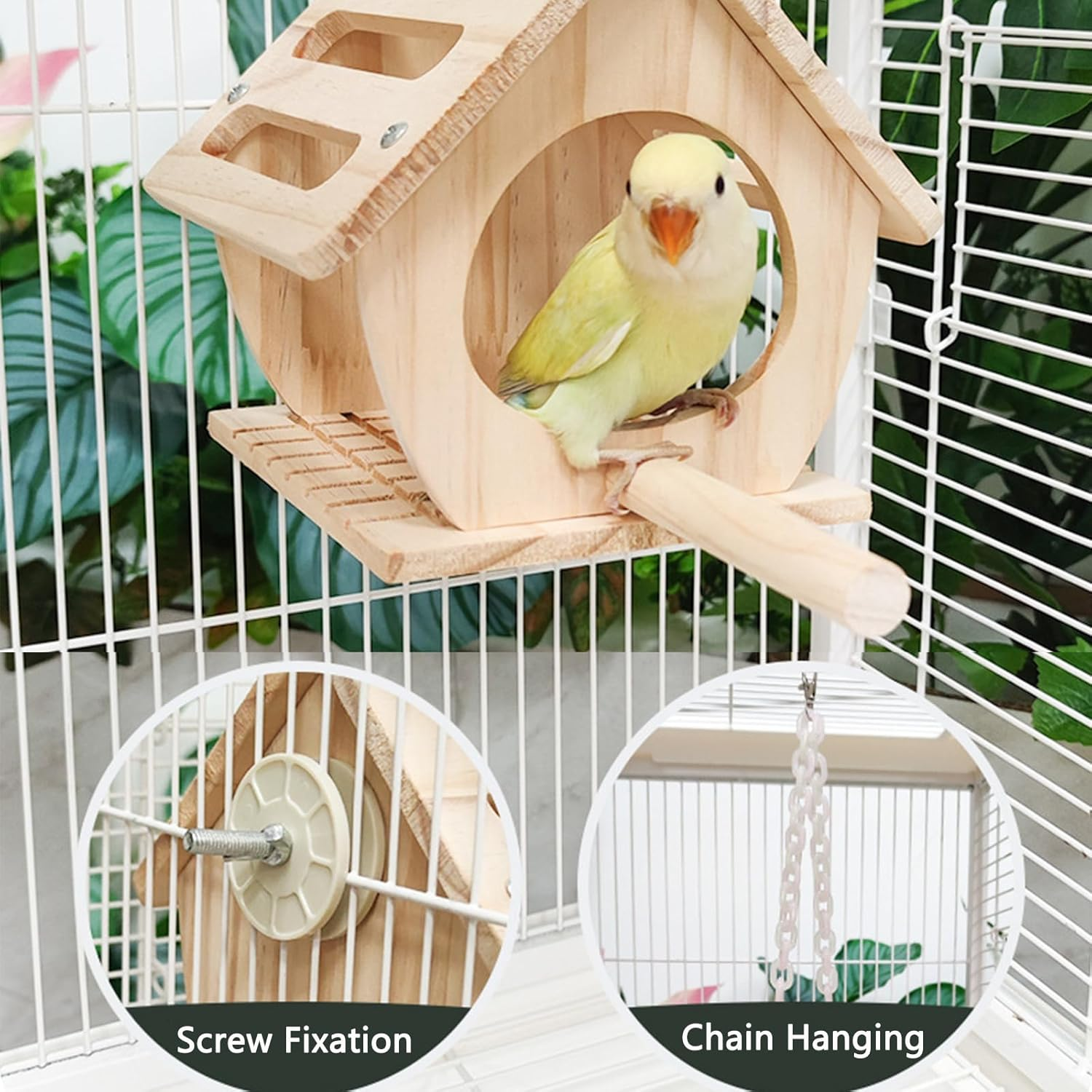 Perches for Birds, Parrot Wooden Platform, Swings with Swing Bell image number 3