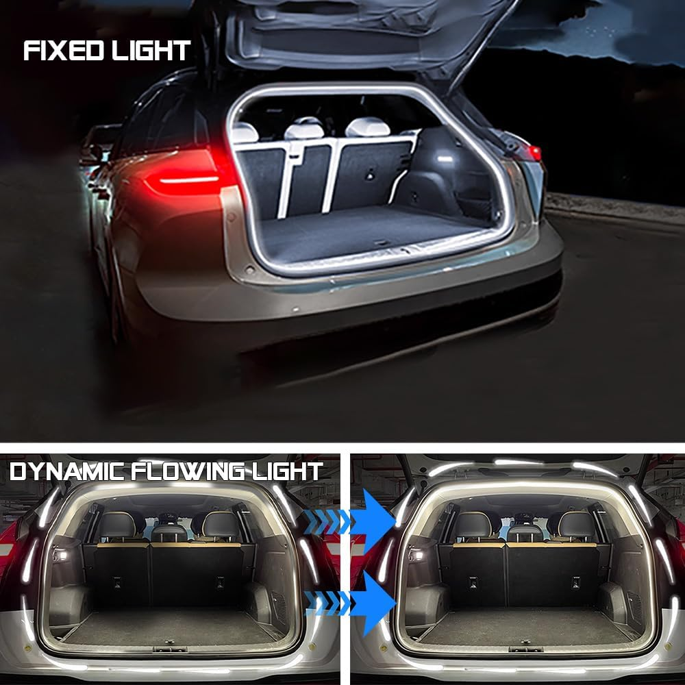 Upgrade Dynamic Flowing Car LED Trunk Light Strip, 158Inch Universal Flexible Cutting Silicone Waterproof Neon Lights Strip, 12V Interior Ambient Lighting for Cars Suvs(White) image number 4