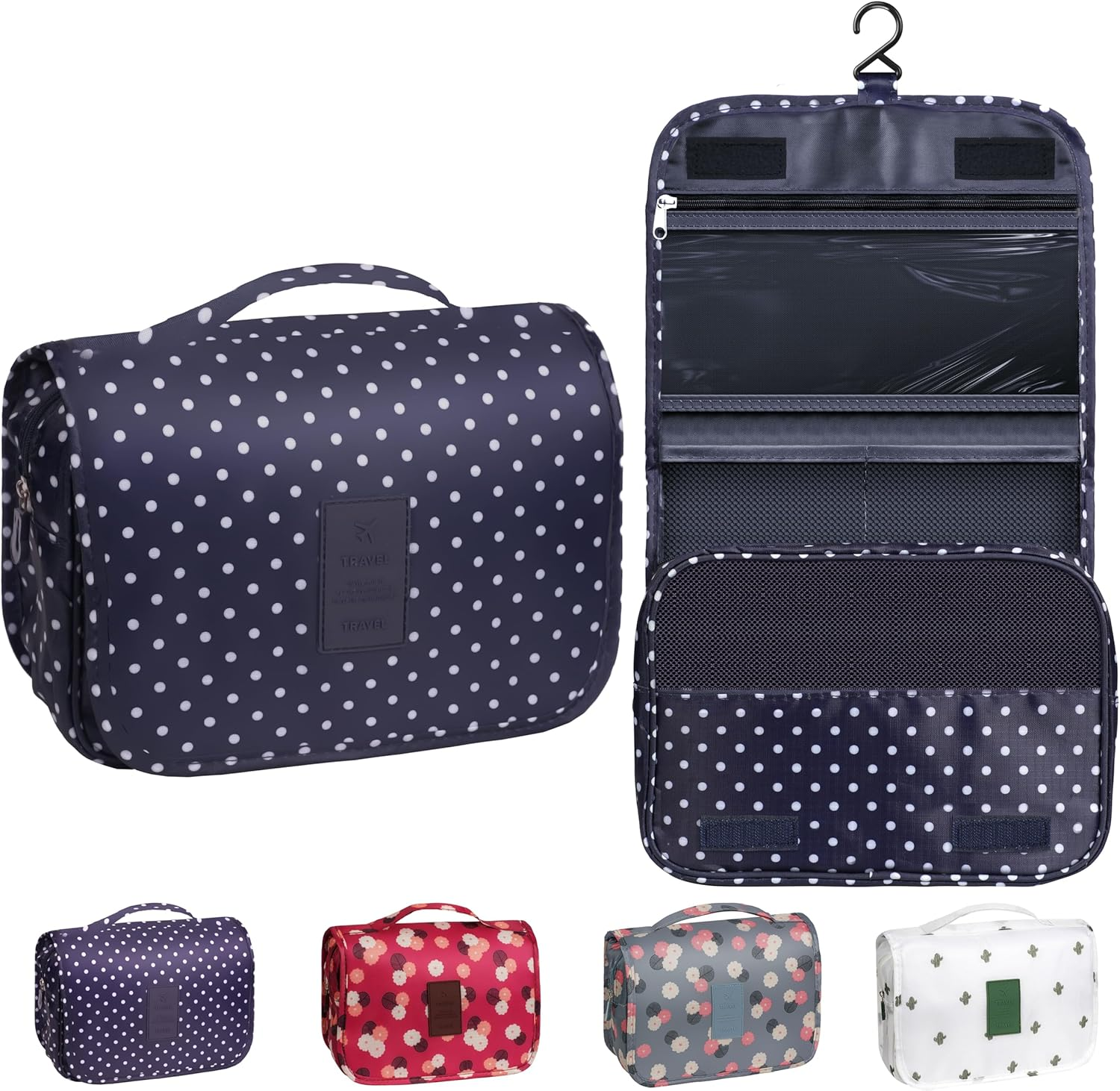 YEMEDA Toiletry Bag Travel Bag with Hanging Hook, Waterproof Capacity Hanging Multifunctional Makeup Bag for Toiletries, Portable Cosmetic Bag Travel Organizer for Women and Men, A6-Royal Blue, Travel image number 1