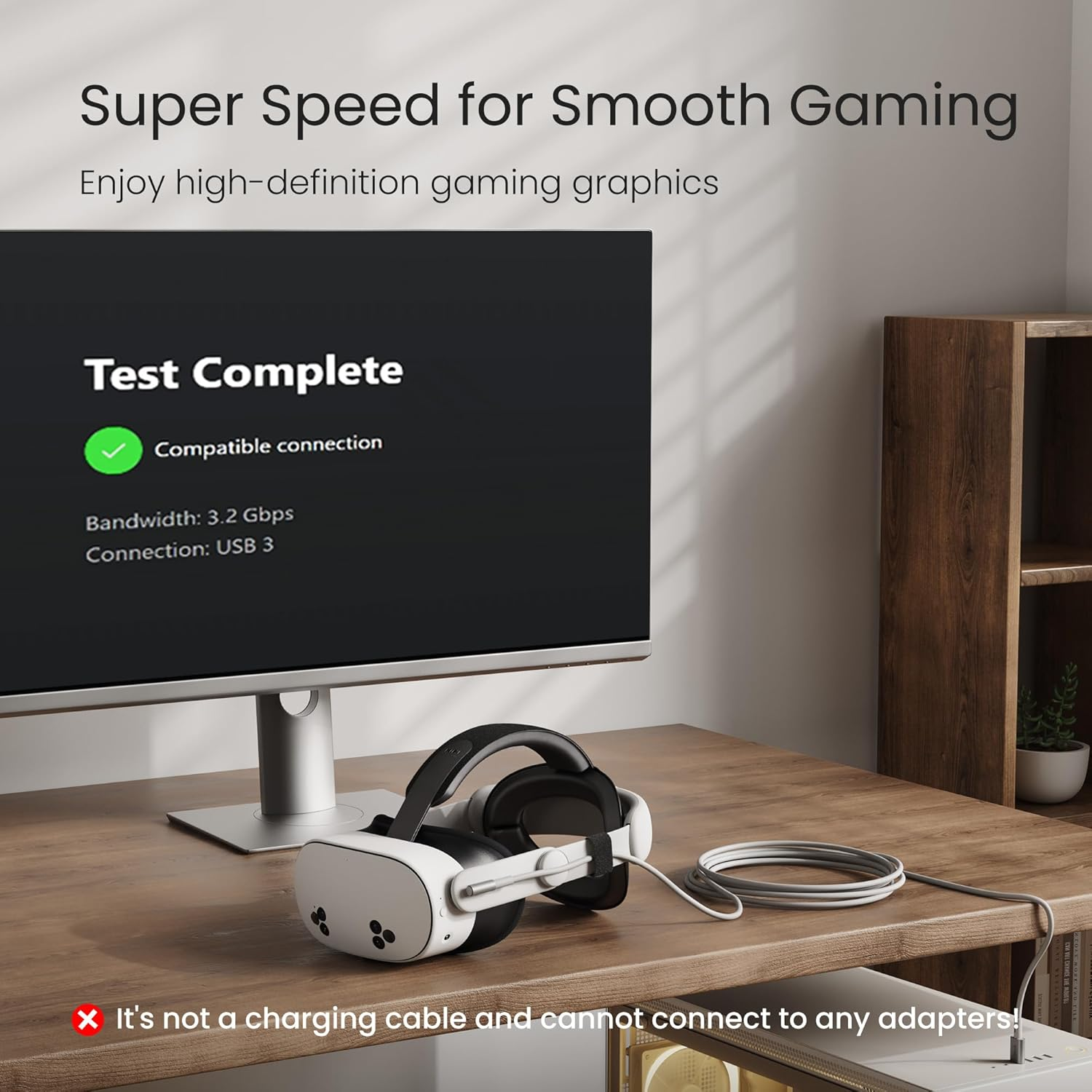 Kiwi Design 10FT Link Cable Compatible with Quest 3, Quest 2/Pro, and Pico 4 Accessories, USB3.2 Gen1 Link Cable with Super Speed to Play PC VR and Steam VR image number 2