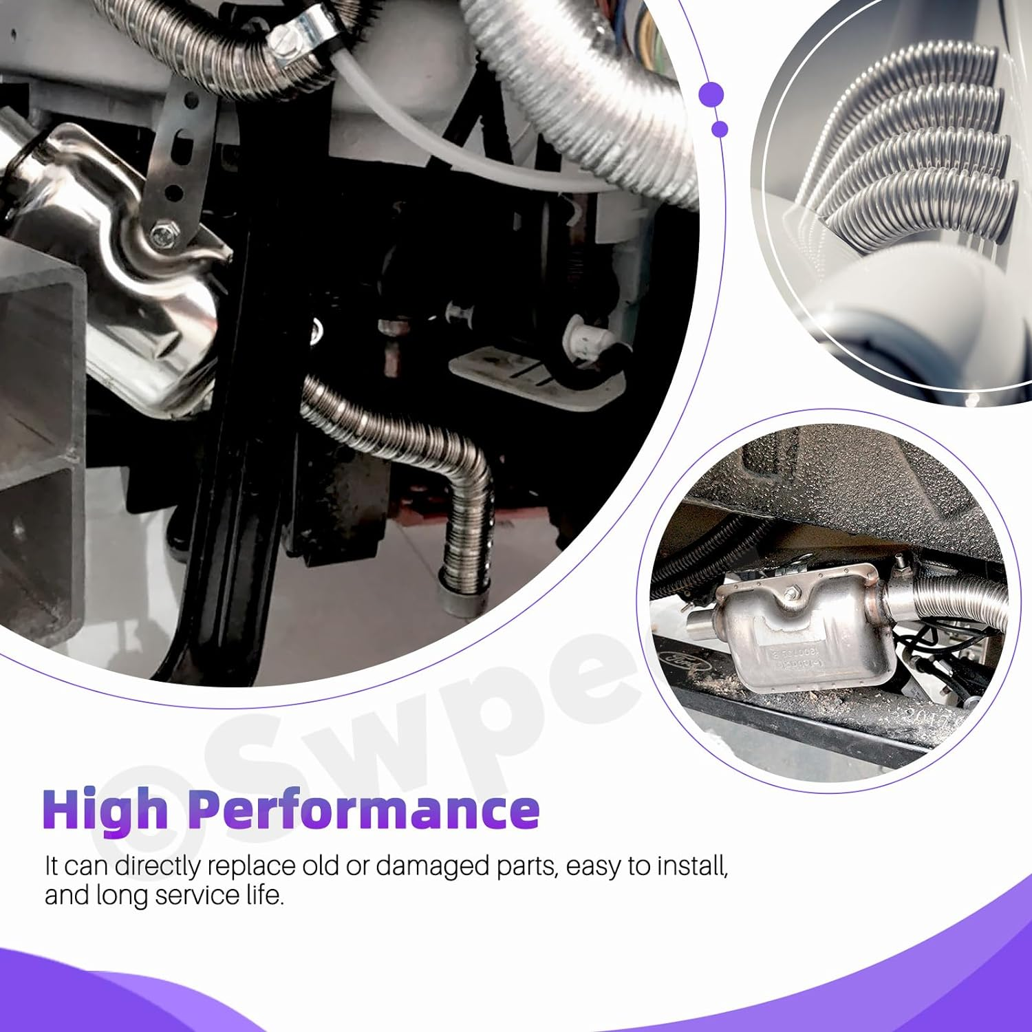 Swpeet 3Pcs 1" X 79" - 25Mm X 200Cm Stainless Steel Diesel Heater Exhaust Pipe with 18Mm-29Mm Hose Clamps Kit, Fuel Tank Air Heater Diesel Gas Vent Hose Exhaust Tubing for Car Vehicle image number 6