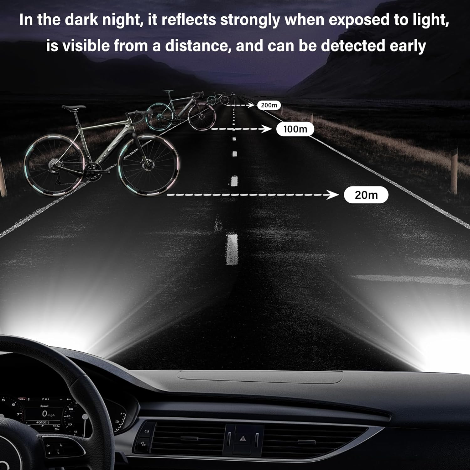 EKIND Reflective Wheel Rim Stickers, Waterproof High-Temperature Resistant Car Decals in Night, Flexible Scratch-Proof Warning Strips Cars, Motorcycles, Bicycles, (20Pcs, Sparkl Diamond Colorful)