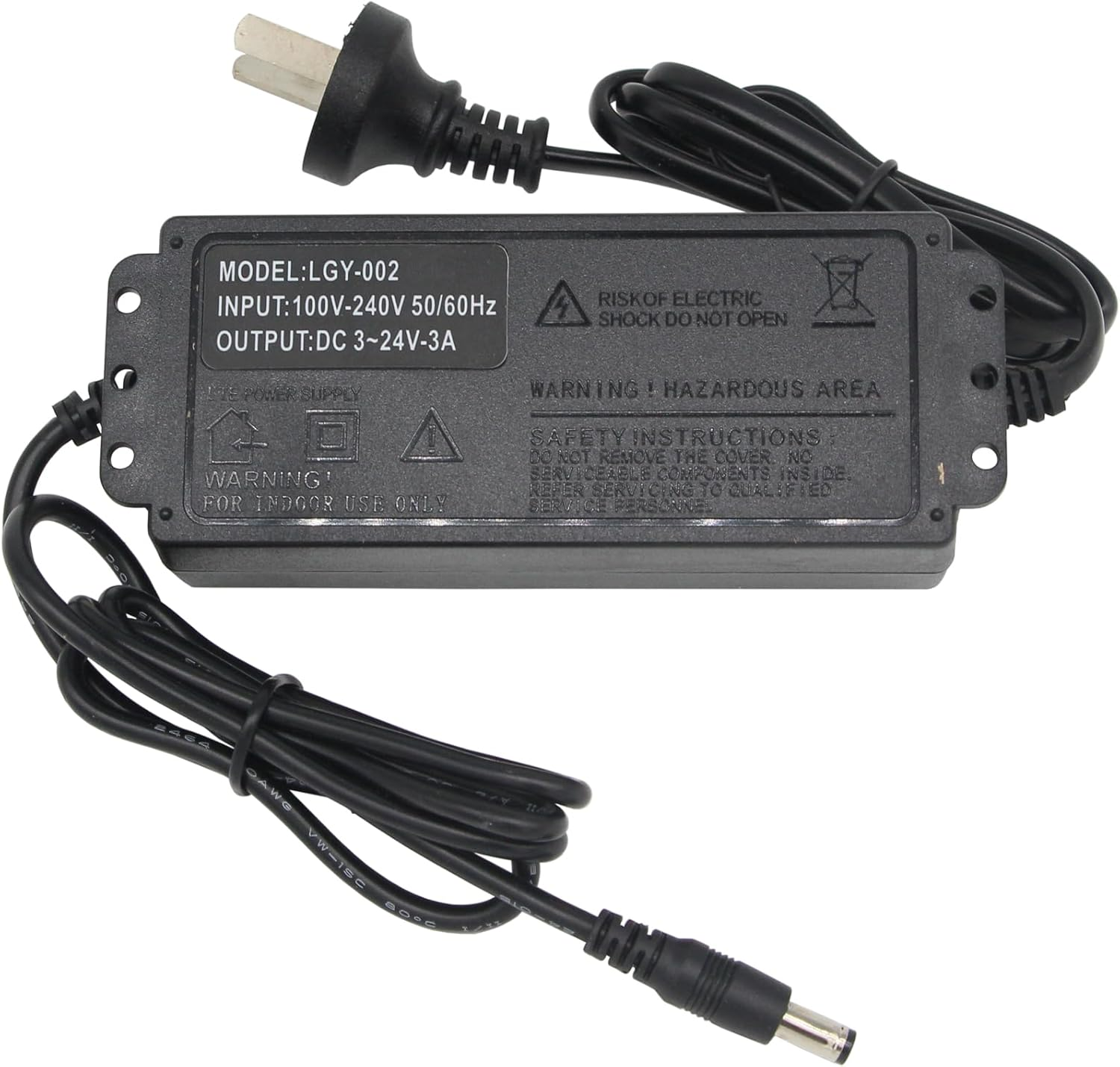 DIGISHUO 72W Power Supply Adjustable DC 3V~24V 3A Adapter |100V-240V AC to DC Converter W/LED Voltage Display and 8 Tips, for Household Electronics (DC 3~24V 72W)