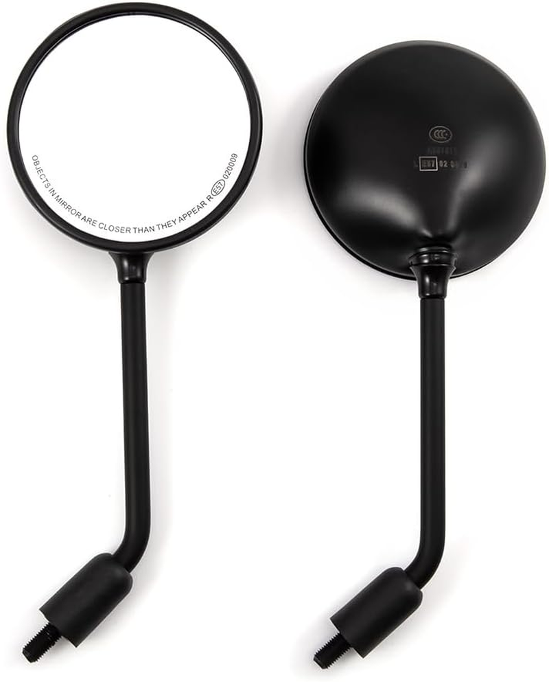 Motorcycle Rear View Mirror, Classic Retro round Handlebar Side Mirror with 8Mm 10Mm Screws and Metal Shafts for ATV Scooter Dirt Bike Cruiser