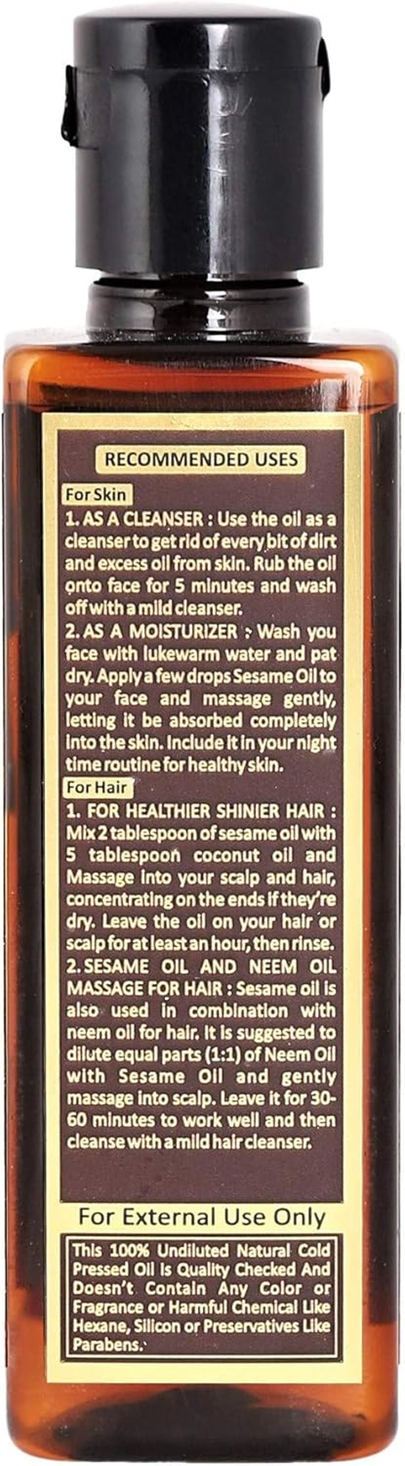 Herbtoniq Organic Sesame (Sesamum Indicum) Cold Pressed Carrier Oil for Moisturizing, Healing, Dry Skin, Nail & Hair Care (100Ml, 3.38 Fl Oz) image number 1