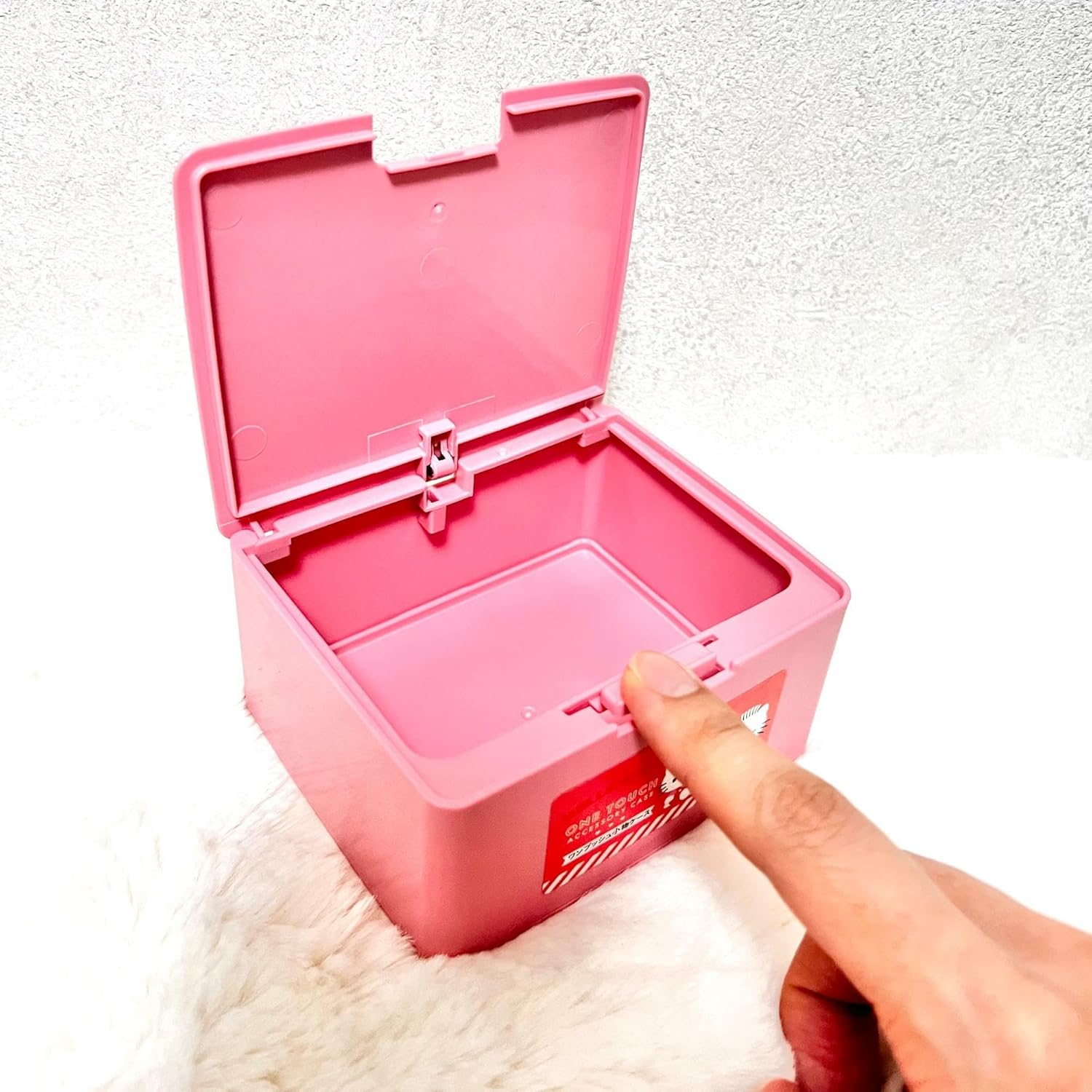 Can Do My Melody One Push One Touch Open Type Lid Accessory Cosmetics Case Box W4.2 &times; H3.5 &times; D2 Inch,Multicolor, Japanese, Pink, Pink, Small Case image number 2