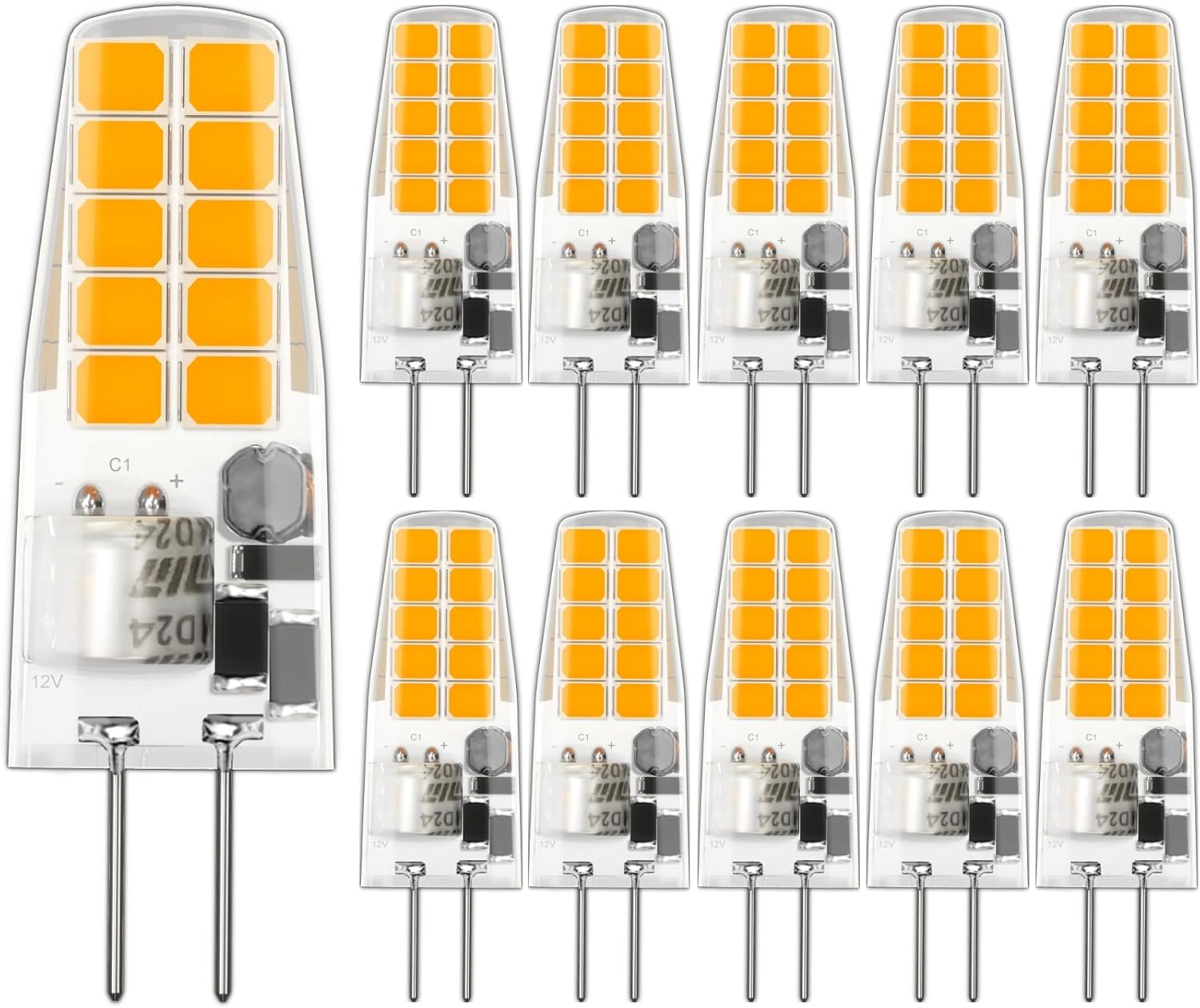 LUTW G4 LED Bulbs Neutral White 4000K, AC/DC 12V G4 Bulb LED Equivalent 20W Halogen, 2W 200LM 2 Pin Light Bulbs, Non Dimmable No Flickering LED Lights for Home Lighting, Chandelier, Cabinet, 10 Pack