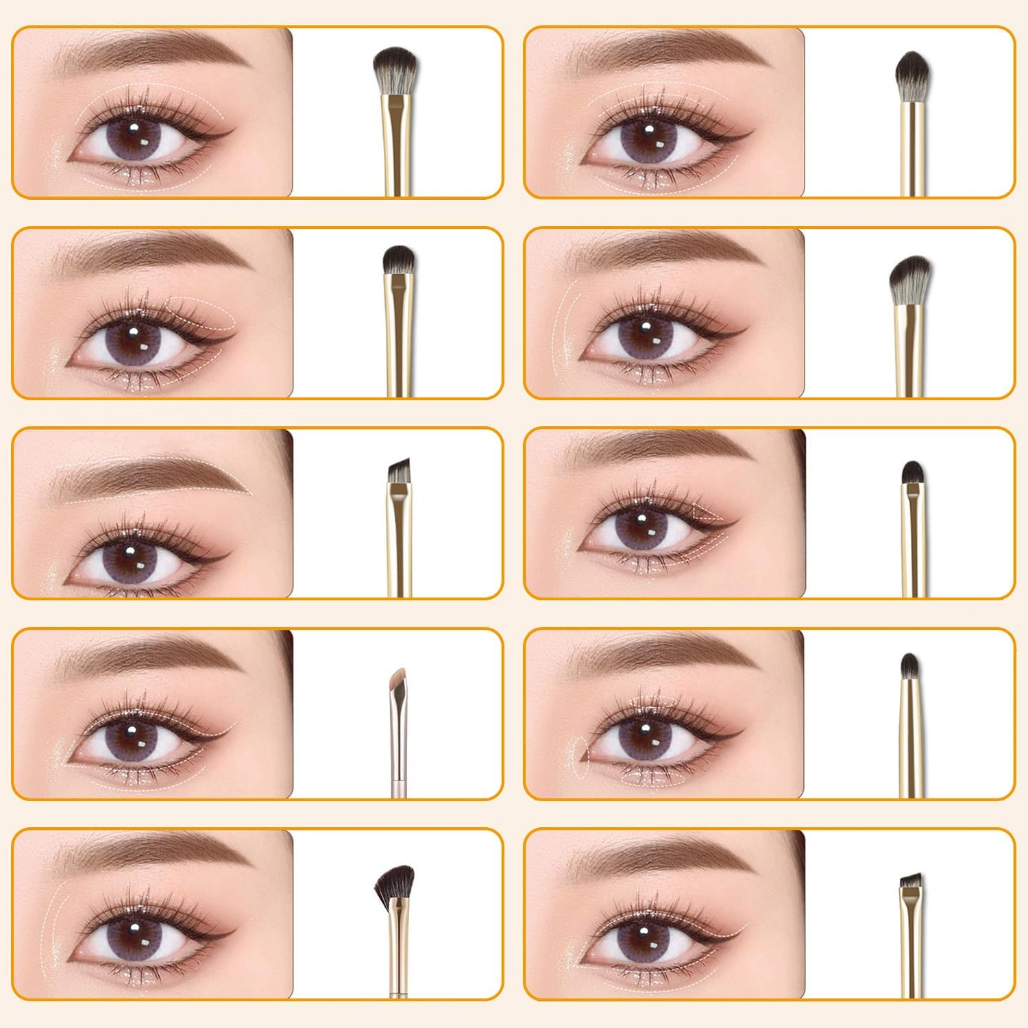 Icovalescent 10 Piece Brush Set Makeup, Eyeshadow Make-Up Brush Set, Powder Foundation Eyeshadow Concealer Eyeshadow Makeup Brush with Makeup Bag image number 2