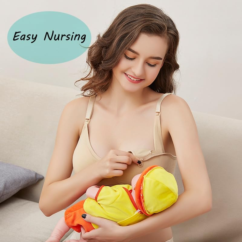 Lancuthek 2 Pack Nursing Bras for Breastfeeding Maternity Bra Breastfeeding Wirefree Seamless Pregnancy Bralette for Womens image number 6