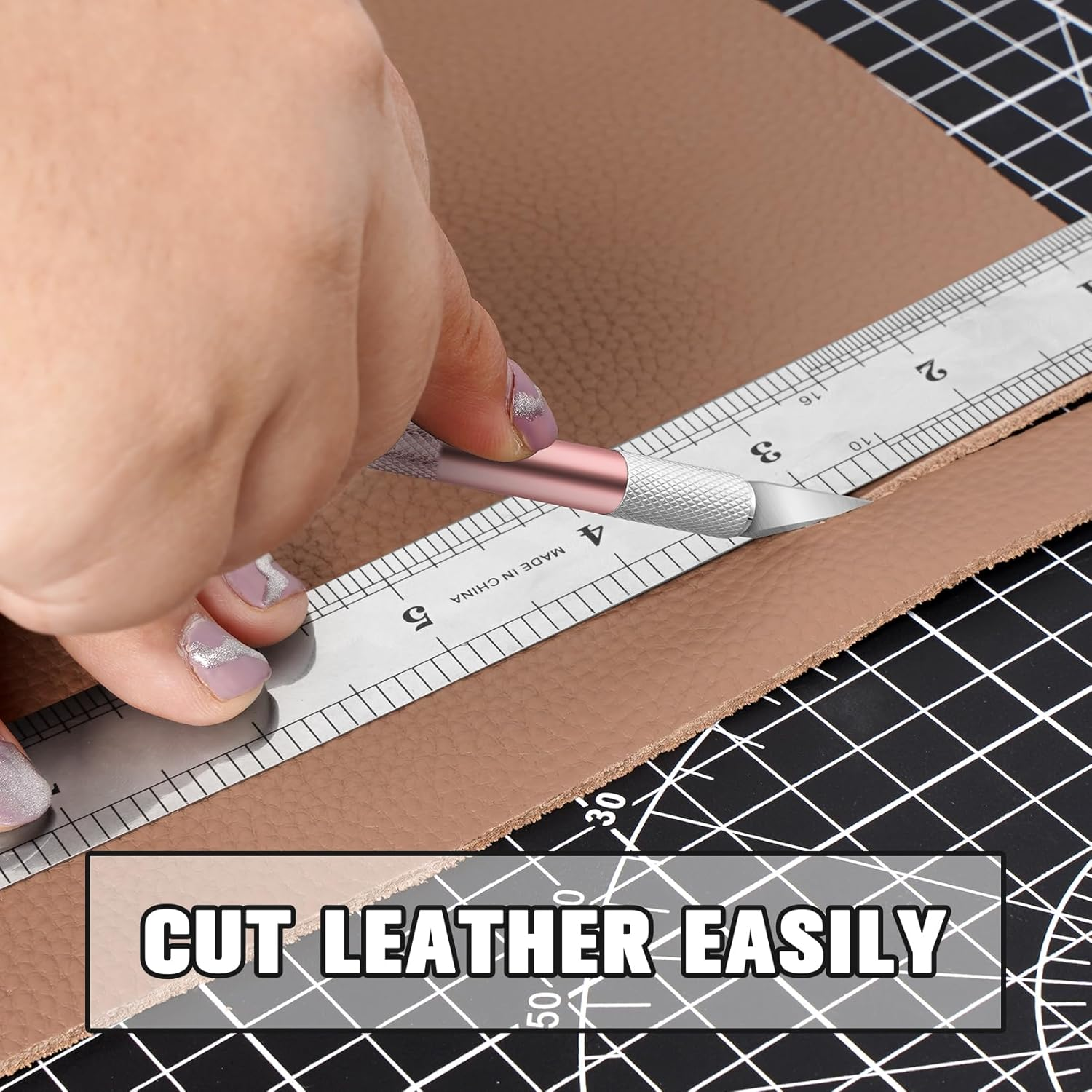 DIYSELF 2 Pack Exacto Knife for Crafting, Art, Hobby Knife for Fondant, Craft Knife Exacto, Precision Knife for Crafts, Leather, Art Knife Set, Exacting Knife Set with Extra 20 Blades #11 (Pink) image number 4