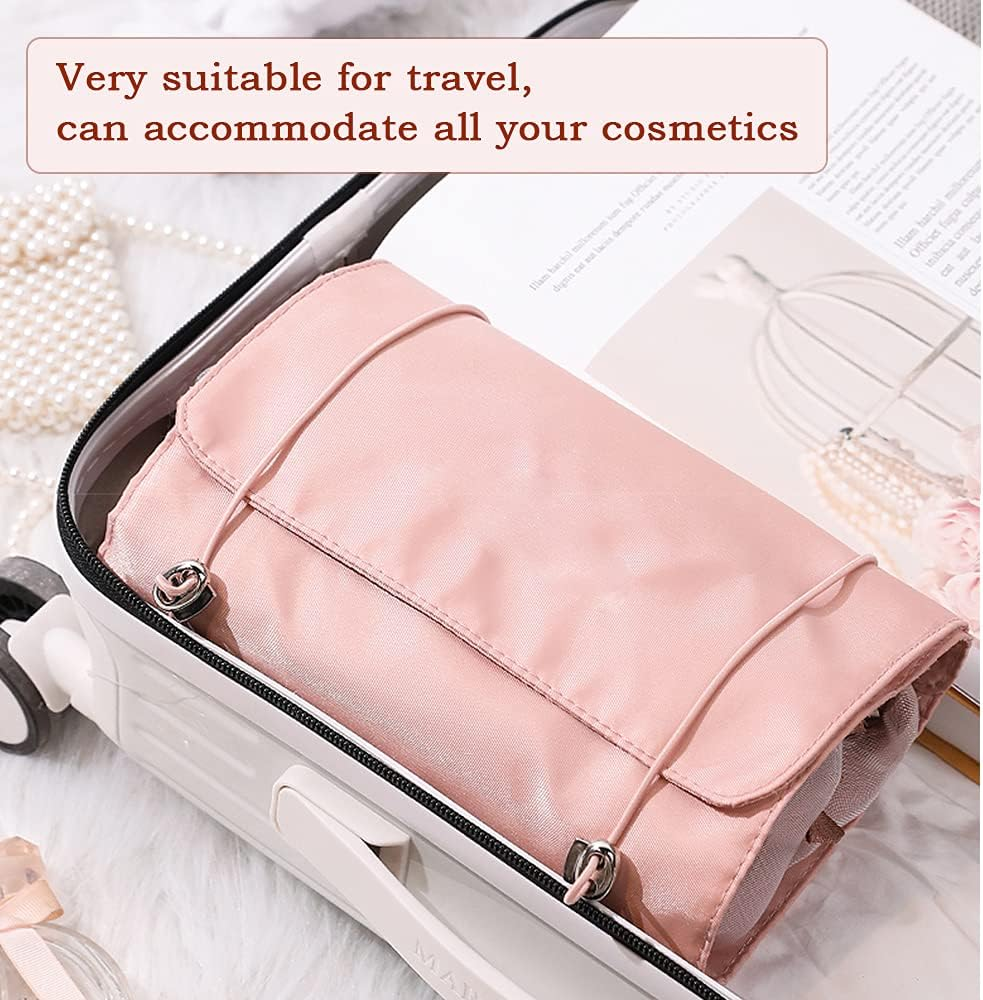 Toiletry Bag, Clear Makeup Bags Travel Cosmetic Bag Portable Hanging Zipper Organize Bag Waterproof, Detachable Small Toiletry Bags Daily Makeup for Women, Pink image number 1