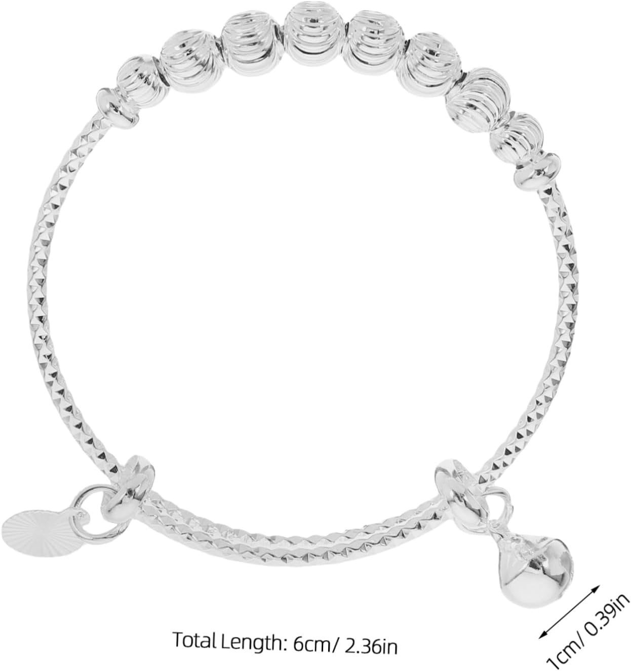 GALPADA Silver Bell Bangle Bracelet for Babies and Toddlers Infant Jewelry Beaded Design Newborn Baby Girl Bracelet for Birthday image number 5