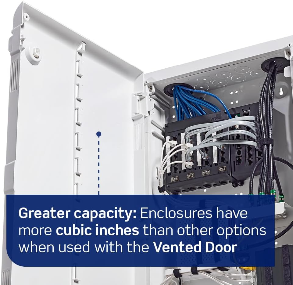 Leviton 14" Wireless Structured Media Center Vented Hinged Door Only - Plastic, White