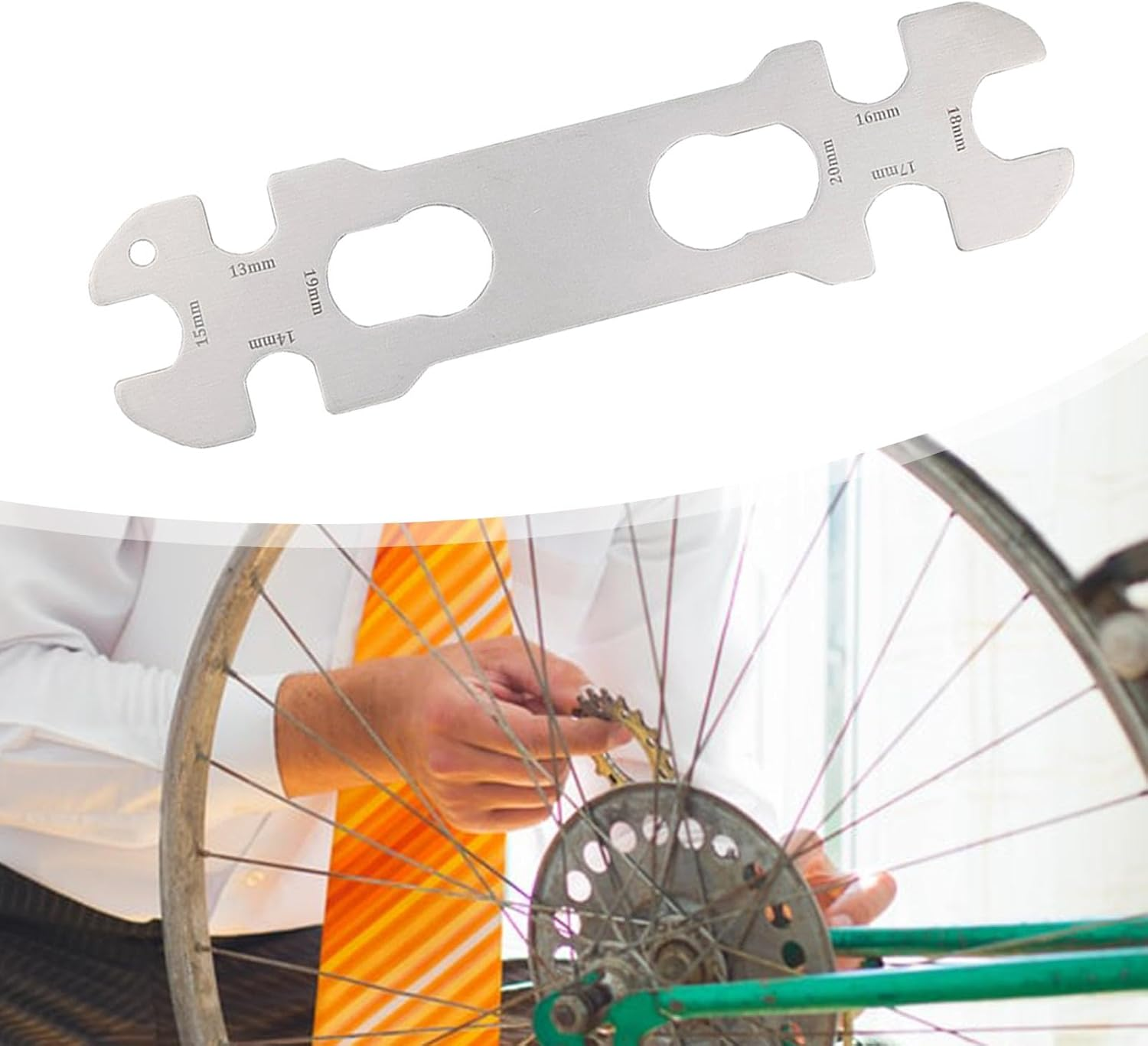 Aternee Bike Hub Wrench 13/14/15/16/17/18/19/20Mm Spanner Multi-Size Cone Wrench Bicycle Repair Tool for Road Bikes image number 4