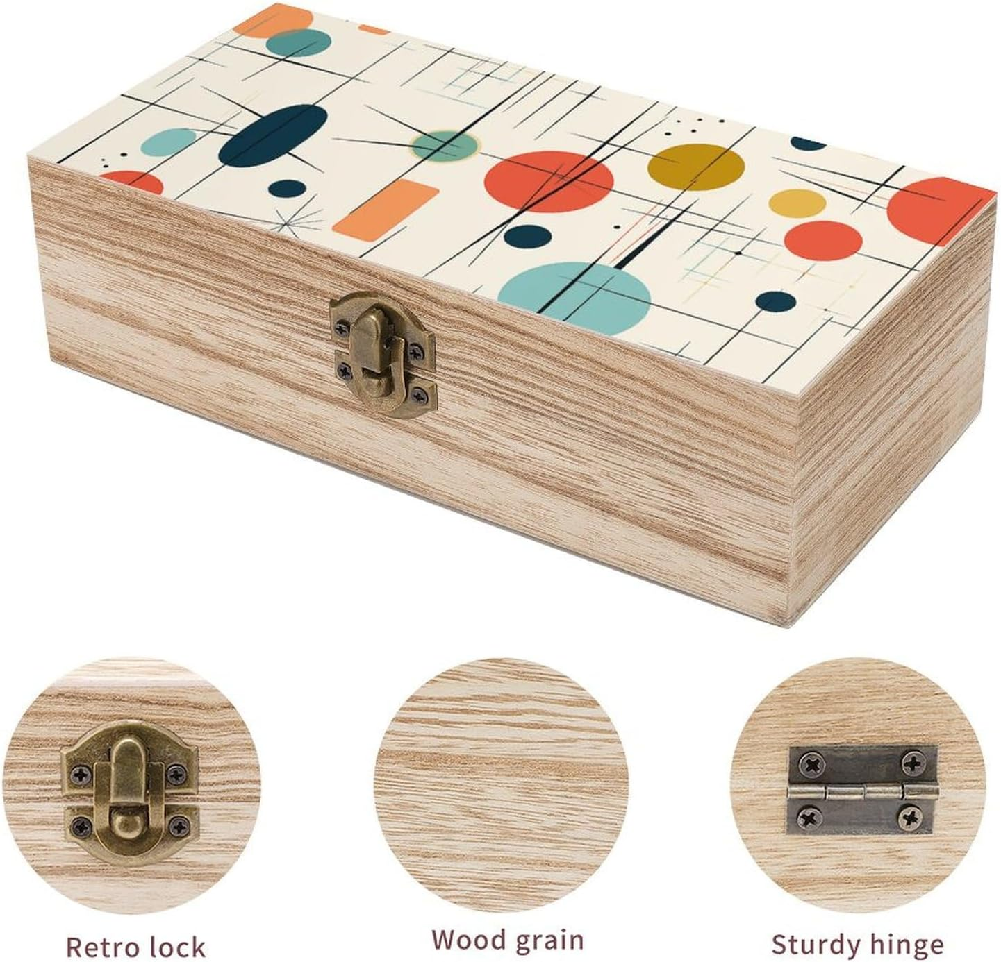 Modern Mid Century Wooden Box Wood Wedding Keepsake Boxes with Lids Small Decorative Boxes Lightweight Wooden Memory Storage Box for Crafts Keepsakes Jewelry Photo Letter Storage image number 2