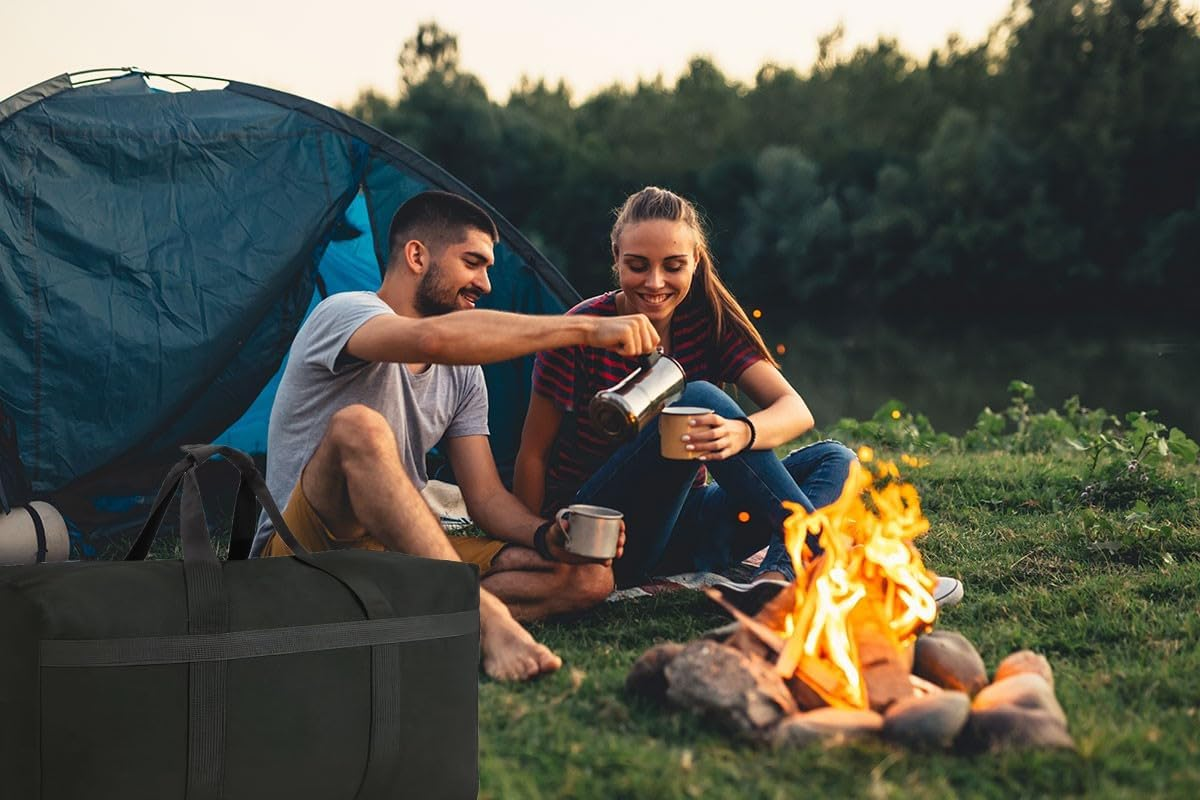 Sharmgoria Huge Duffel Bag, Black Canvas, 37 X 11.8 X 22 In, Simple