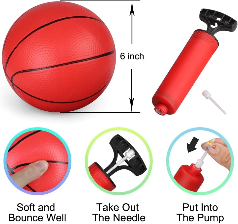 Mini Basketball Hoop for Kid Toddler Adult Toy, over the Door Basketball Hoop with 4 Red Rubber Balls, Space Saving, Office Door Wall Pool Bedroom Sport Party Favors for Boy Girl Age 3+ 4 5 6 7 8 image number 5