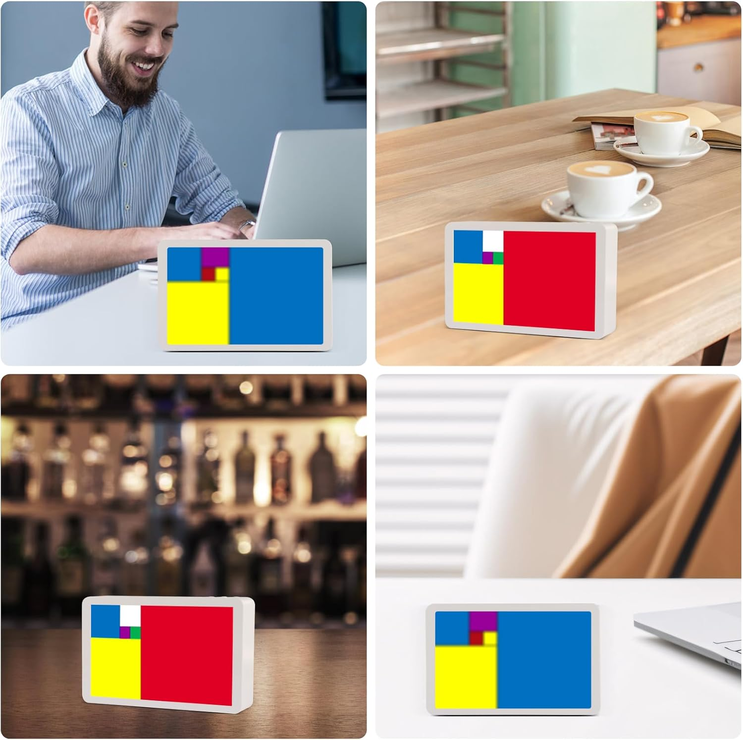 Fibonacci Math Desk Clock - Dynamic Color Display Timepiece with Bluetooth Sync, Dimmable LED Home Office Decor, Educational STEM Adults & Math Enthusiasts image number 3