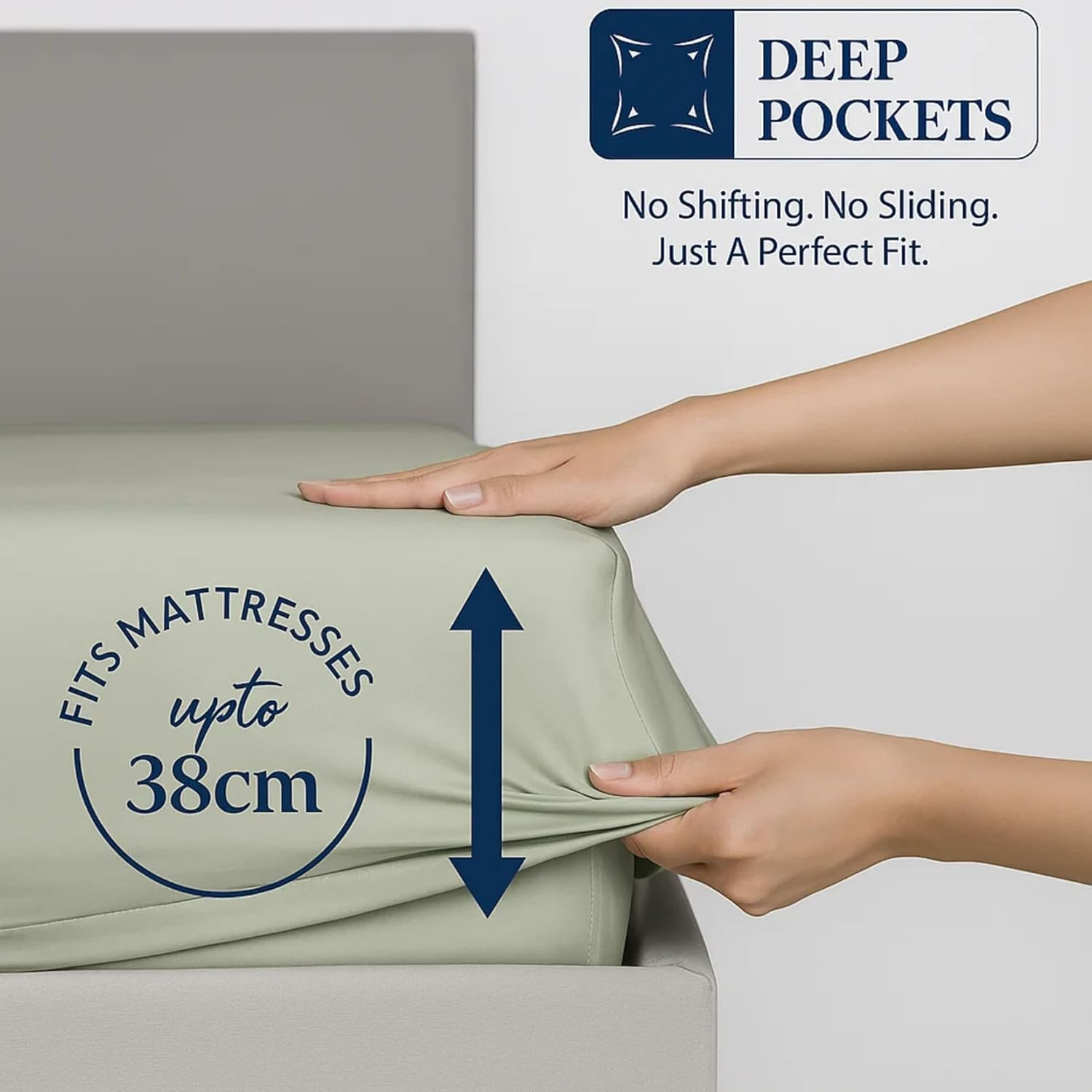 Lane Linen Fitted Sheet Super King &ndash; 1000 Thread Count Egyptian Cotton, Deep Pocket 38 Cm, Soft Touch & Premium Quality &ndash; Hotel Style Bedding - Mineral image number 5