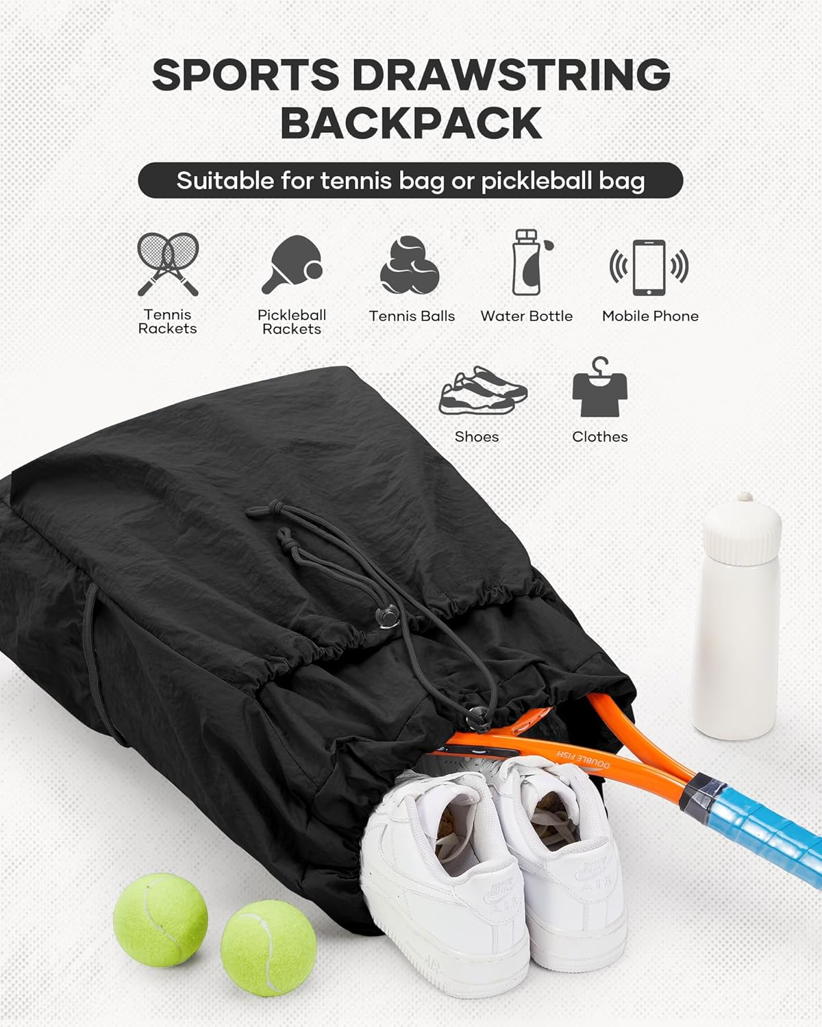 Pakembl Tennis Racket Bag Women Lightweight Tennis Sports Backpack Men Pickleball Badminton Squash Racket Bag - A02-Lotus Pink image number 4