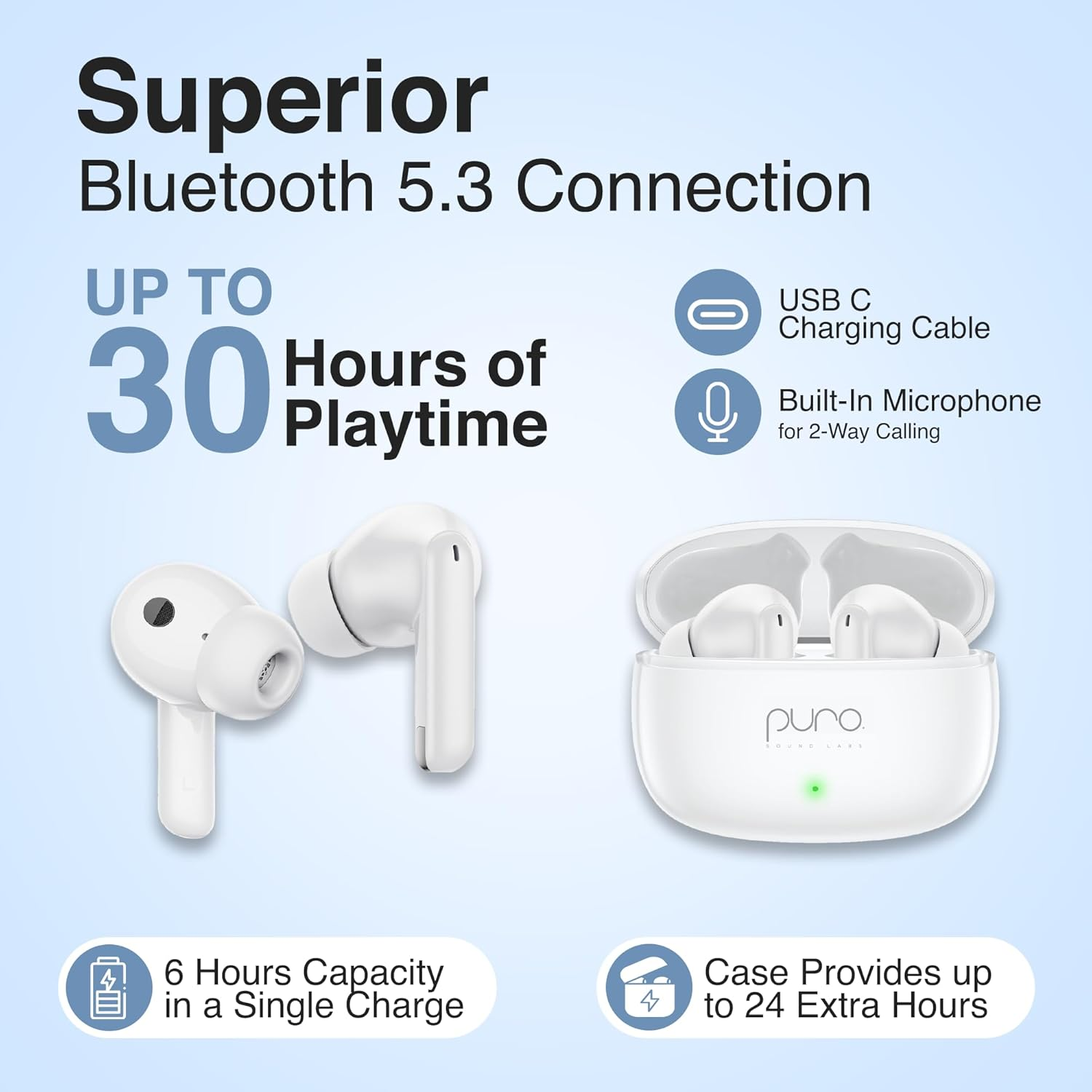 Puro Sound Labs Puroquiet-Air- Volume Limiting, True Wireless, Active Noise Cancelling Earbuds with Built-In Microphone image number 1