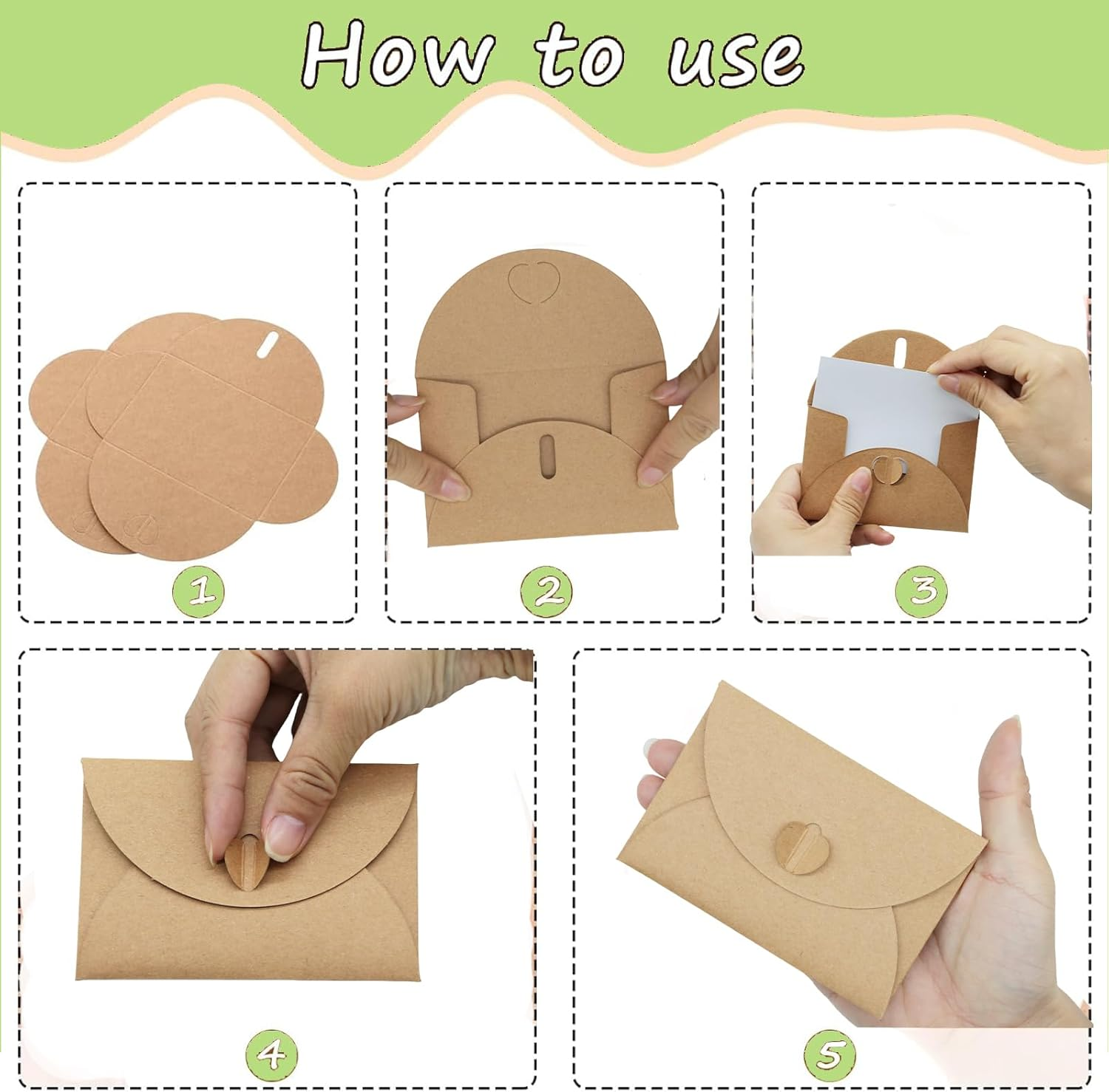 50Pcs Mini Envelopes with 50Pcs Cards, Heart Closure Envelopes Wedding Invitation DIY Graffiti Blank Kraft Greeting Cards with for Wedding Invitations Christmas Valentine'S Day (4.1 X 2.7 Inch) image number 5