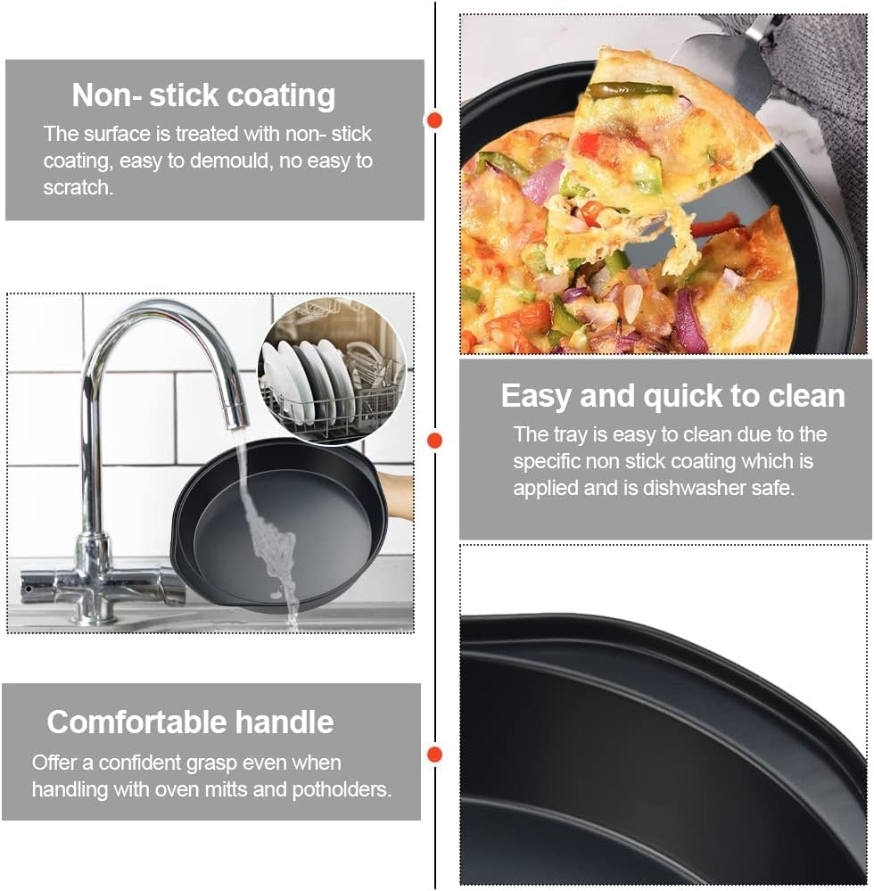 DATOUPINGQI Sandwich Cake Tin, 8 Inch Cake Tin Set of 2, Non-Stick round Cake Tins for Baking Cake, Pies, and Pudding - Easy to Clean Black Carbon Fixed Base round Cake Tin with Handle image number 4