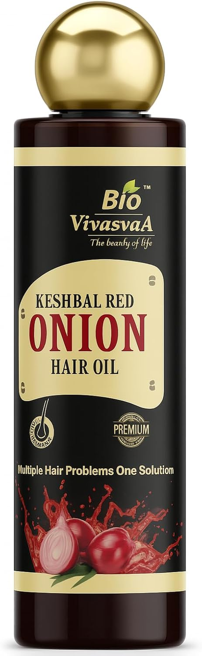 Bio Vivasva Red Onion Hair Oil with Black Seed Oil - Controls Hair Fall, No Mineral Oil, Silicones & Synthetic Fragrance - 180 Ml image number 1