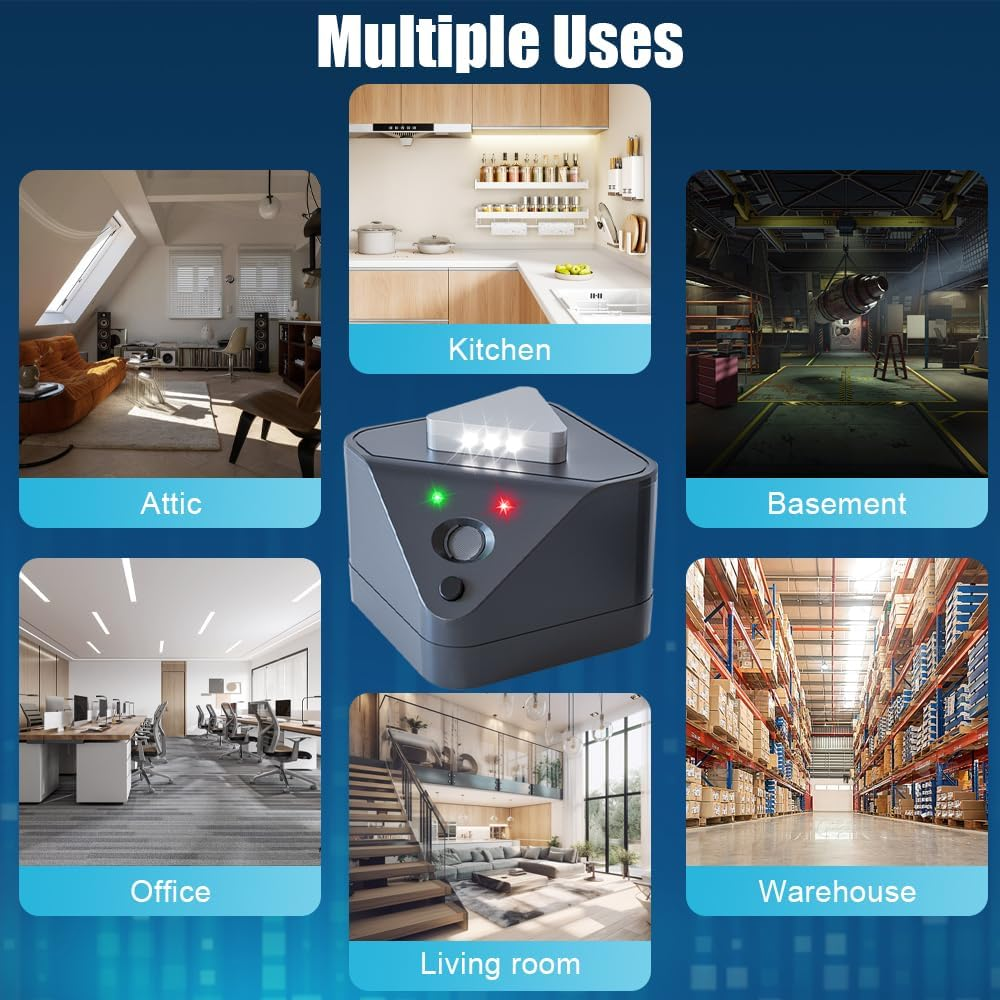 7JI Rodent High Frequency Repellent Ultrasonic Plug In, Smart Detectio Rodent Repellent Rats Deterrent Indoor with 4 Modes for Attic House Warehouse Basement Garage Office, Sound Frequency 15Khz image number 4