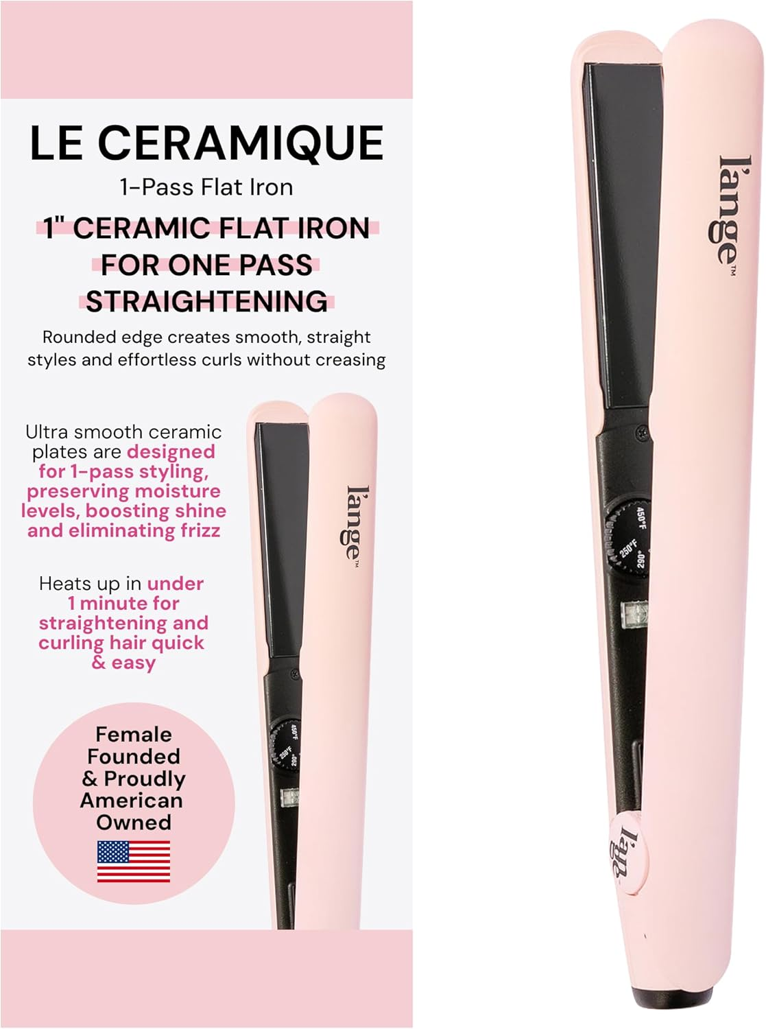 L'ANGE HAIR Le Ceramique 1-Pass Flat Iron Hair Straightener | Fast Heating Ceramic Flat Iron | Best Hot Tools Hair Straightening Iron to Lock in Moisture & Shine | Professional Hair Iron Straightener image number 3
