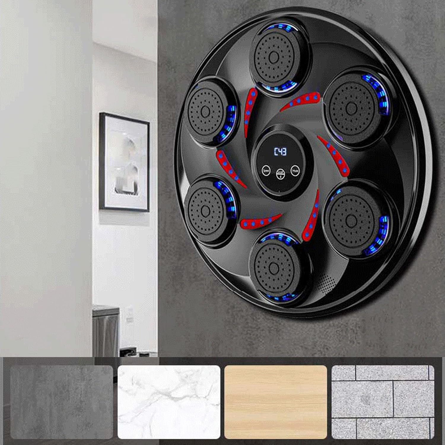 Music Boxing Machine, Wall Mounted Boxing Game with Gloves, Intelligent Punching Target, Adjustable Wall Mounted Boxing Punching Training Target with Gloves image number 3