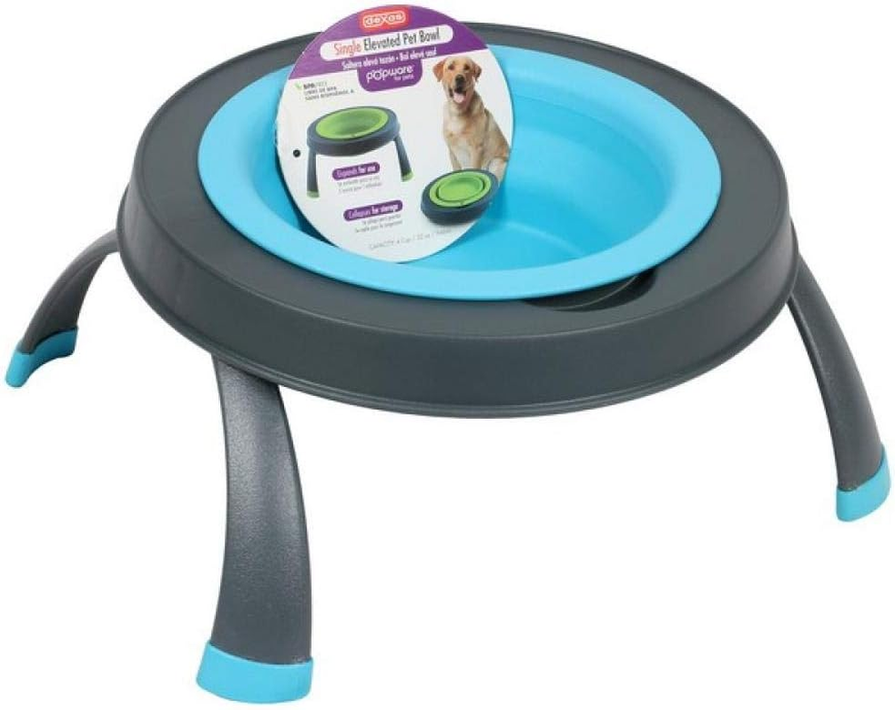 Dexas Pets Single Elevated Pet Feeder/Pet Bowl, I.5 Cup Capacity, Light Gray