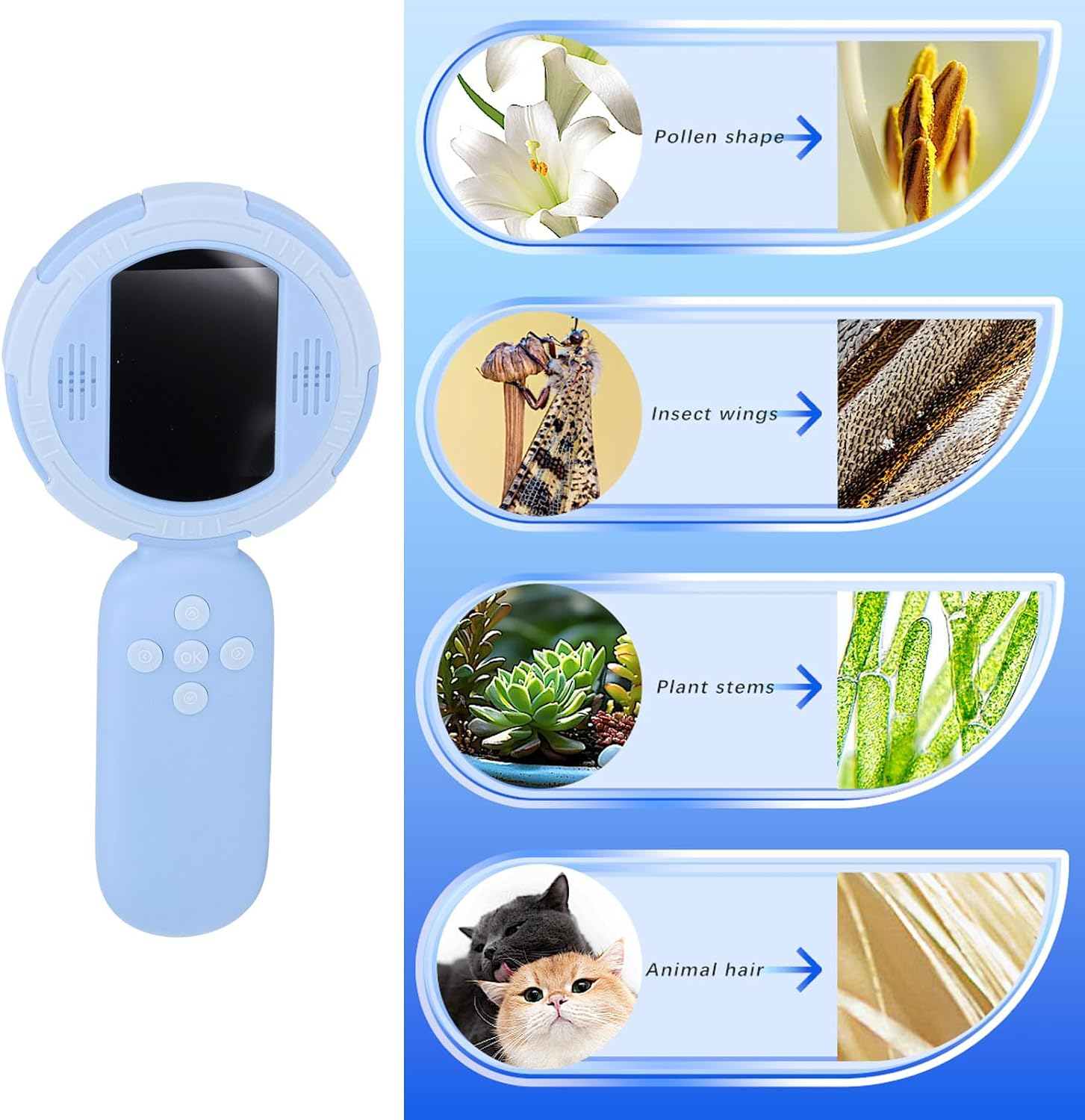 Digital Microscope for Kids - Portable Pocket Magnifier with 2" IPS Display, 100X Magnification, 8 LED Lights, USB Connection to PC, Compatible with & Mac image number 5