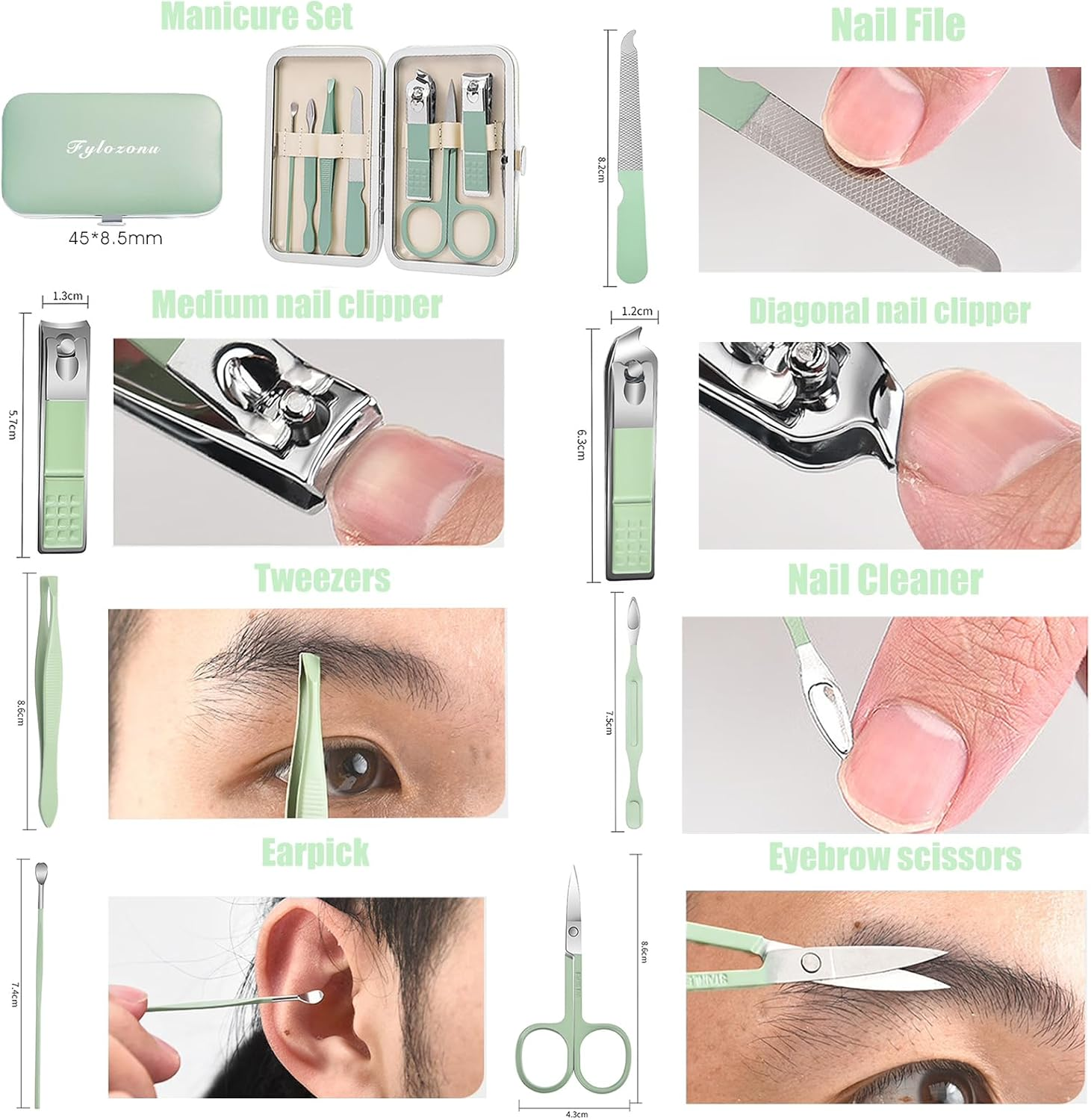 Manicure Set, Nail Set Nail Case Nail Clippers Travel Essential Nail Care Tools Fashion Stainless Steel Nail Clippers Kit Pedicure Kit Care Nail Gift for Women Friends and Parents image number 1